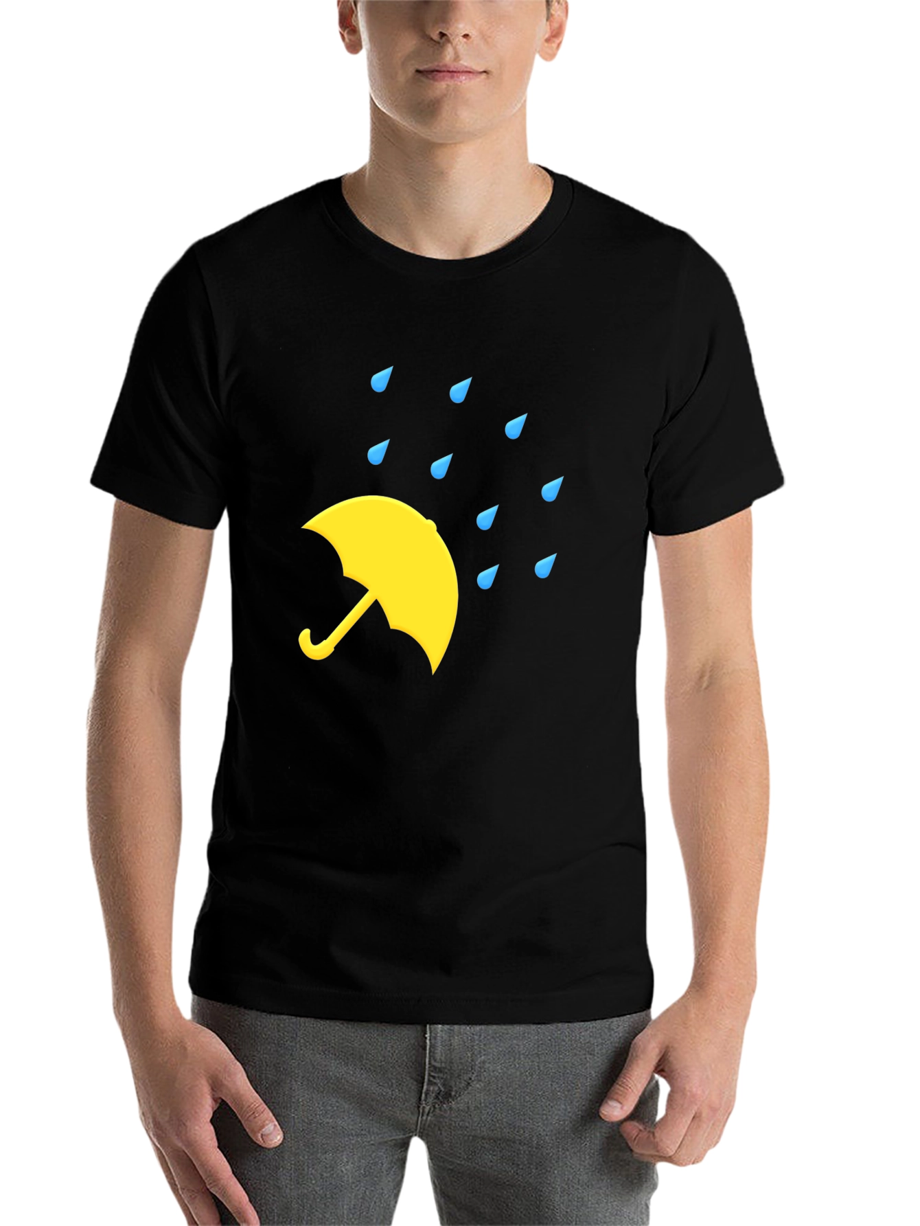 Black Rainy Day Umbrella Black T-Shirt view 7