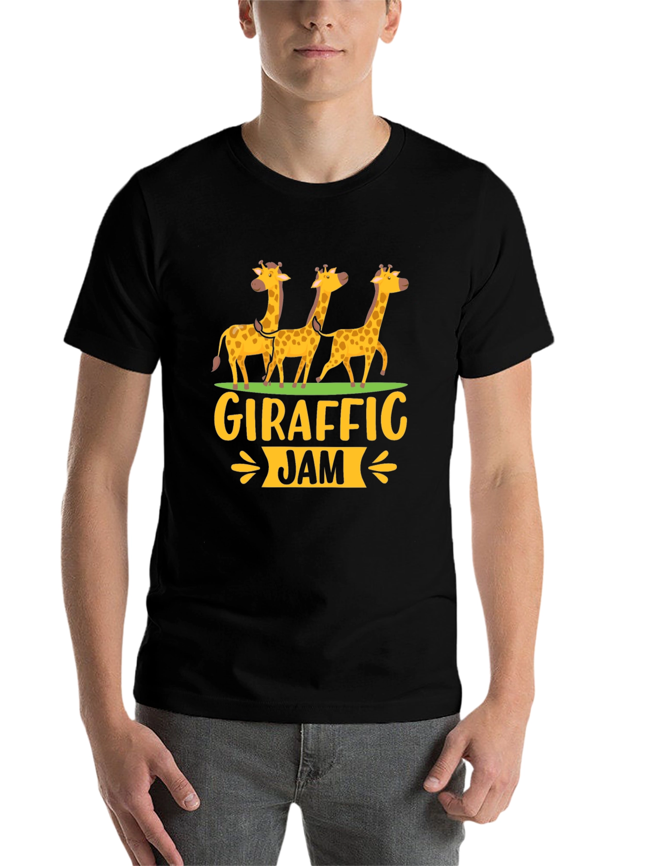 Black Giraffe Jam T-Shirt, Fun Giraffe Graphic Tee view 7