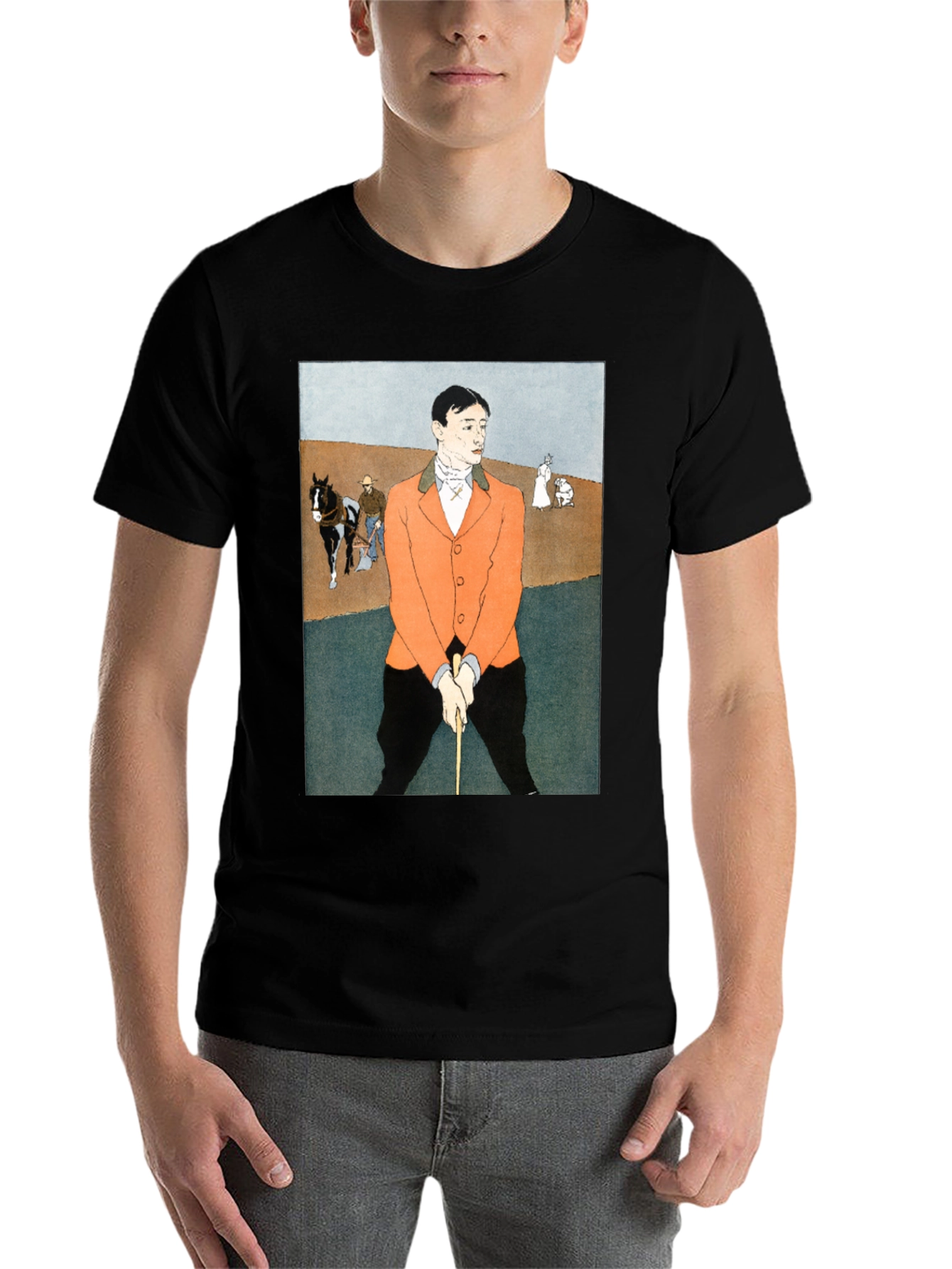 Man Golfing Print T-Shirt - Vintage Art Tee - 7