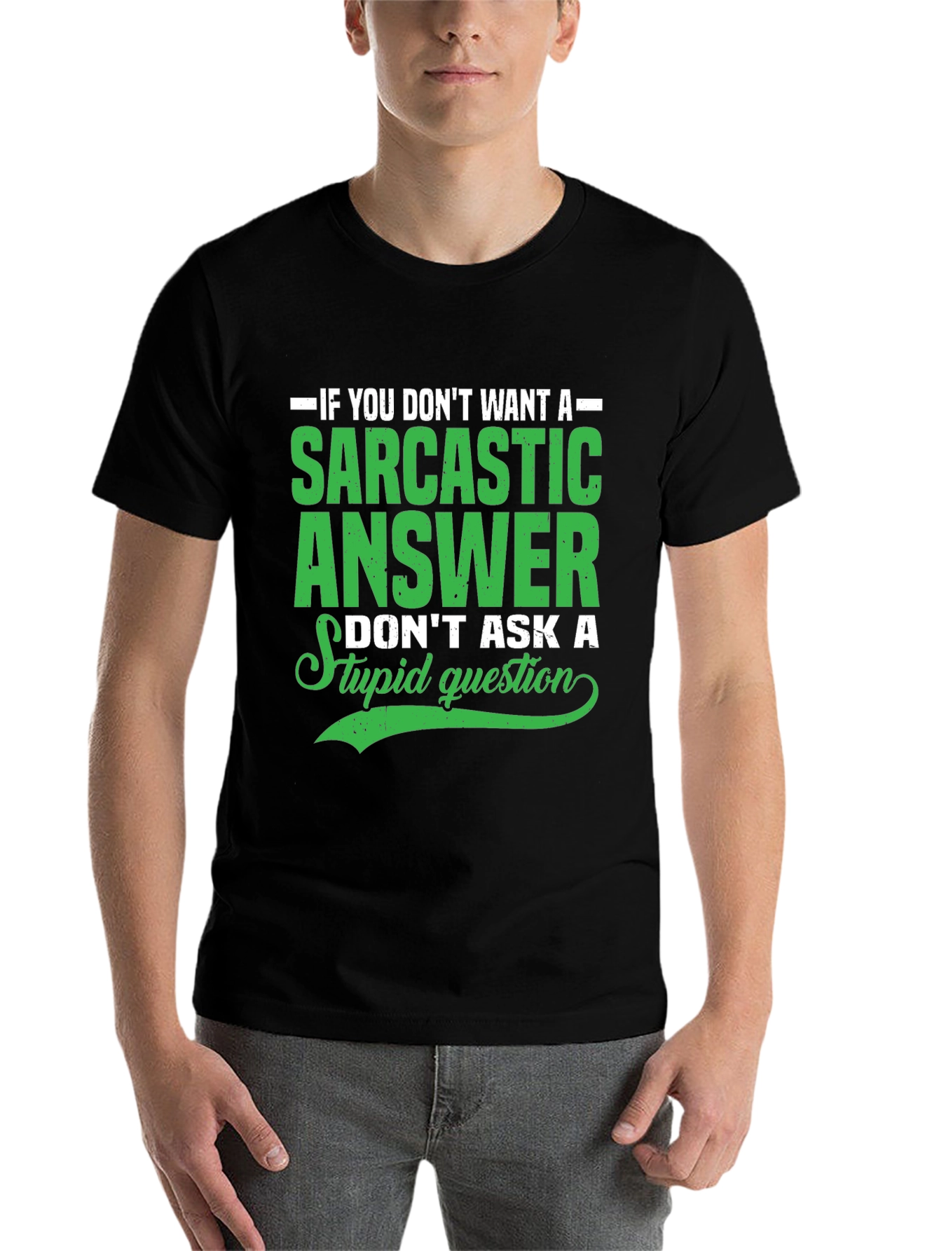 Black Sarcastic Answer Graphic T-Shirt view 7