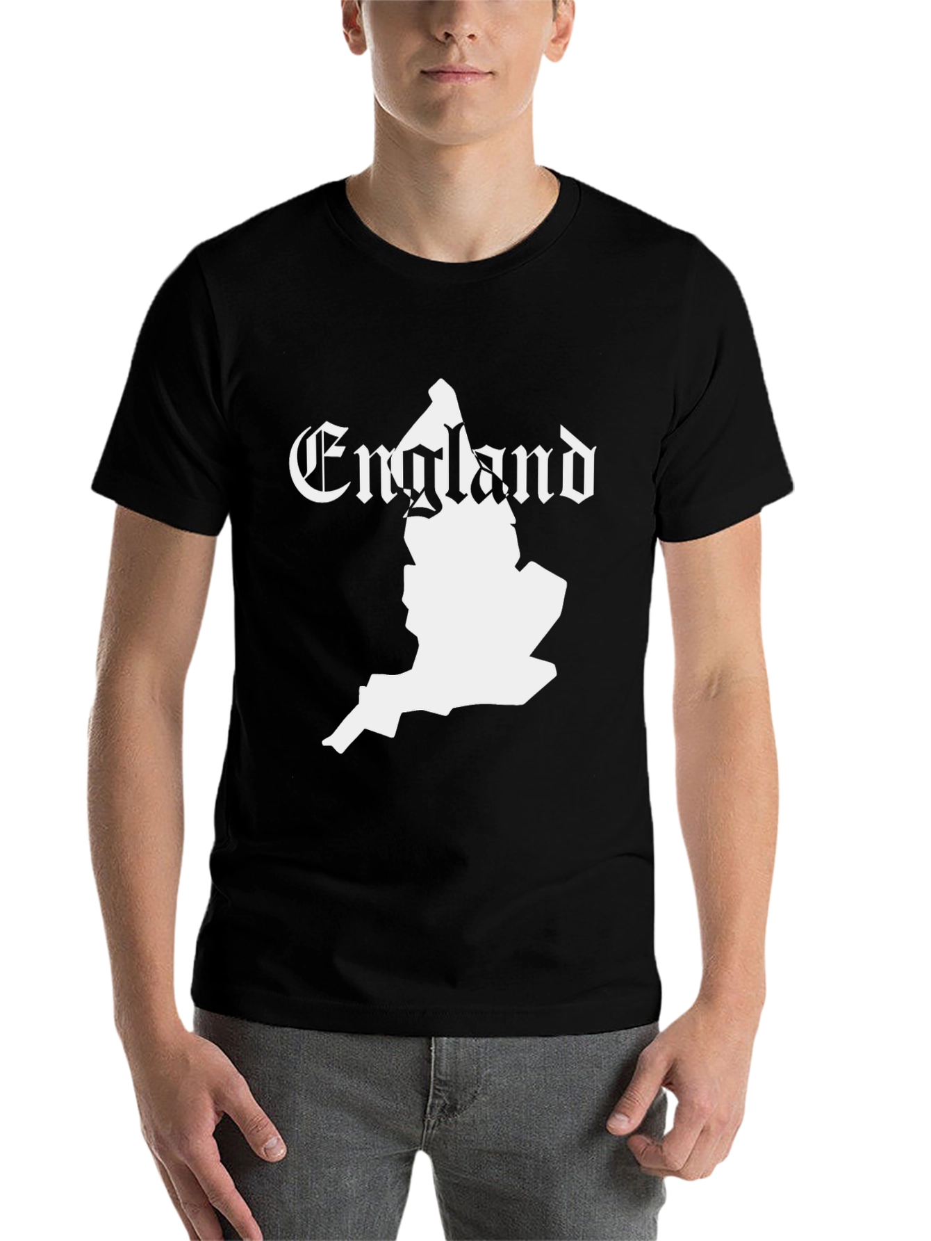Black England Map Graphic Tee - Black Crew Neck T-Shirt view 7