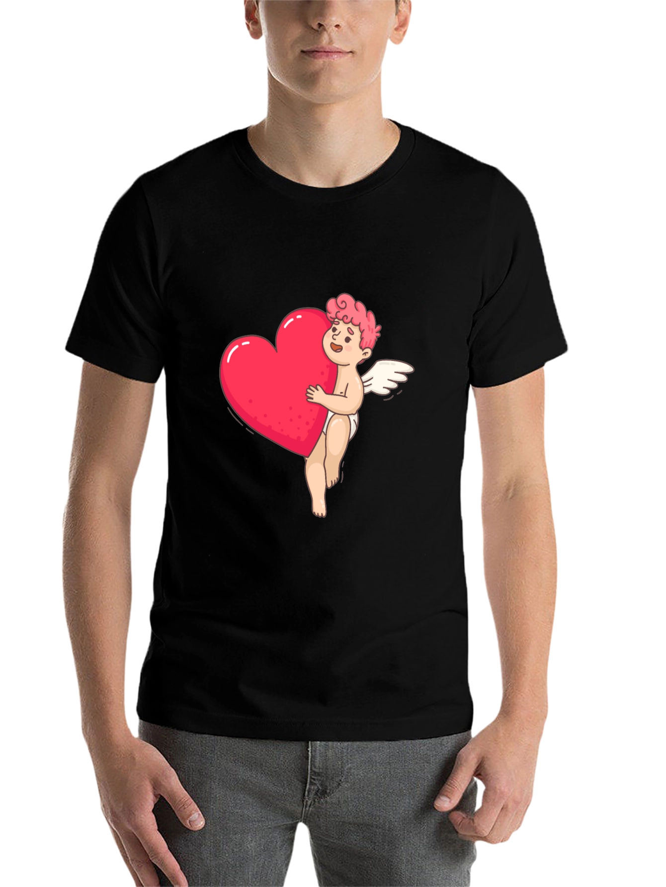 Black Cupid Heart Graphic Tee - Black view 7