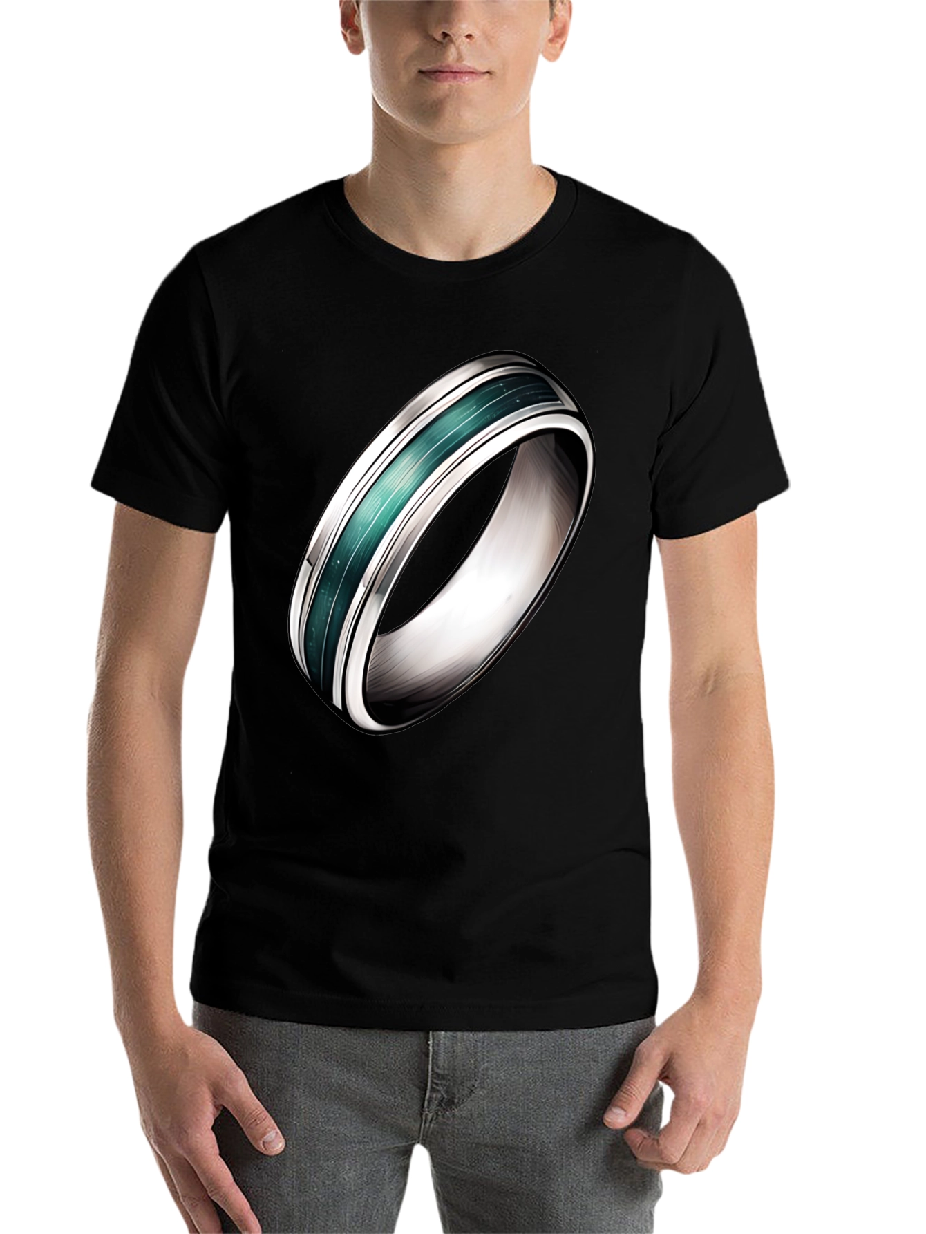 Black Statement Ring Tee - Modern Graphic Design view 7