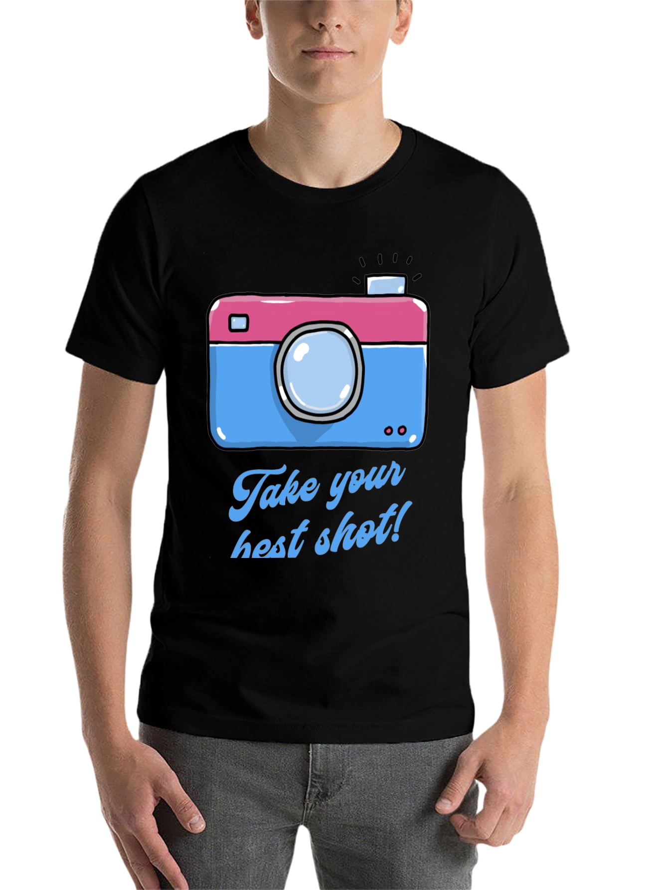 Black Fun Camera Graphic T-Shirt - Take Your Best Shot! view 7