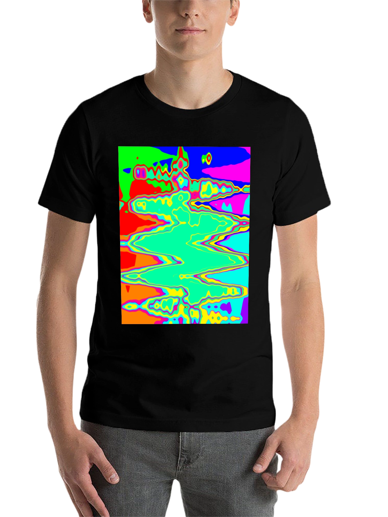 Black Psychedelic Wave T-Shirt - Bold Graphic Tee view 7