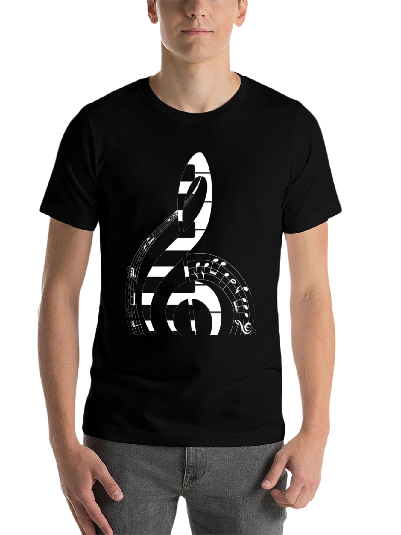 Black Musical Clef Graphic T-Shirt view 7