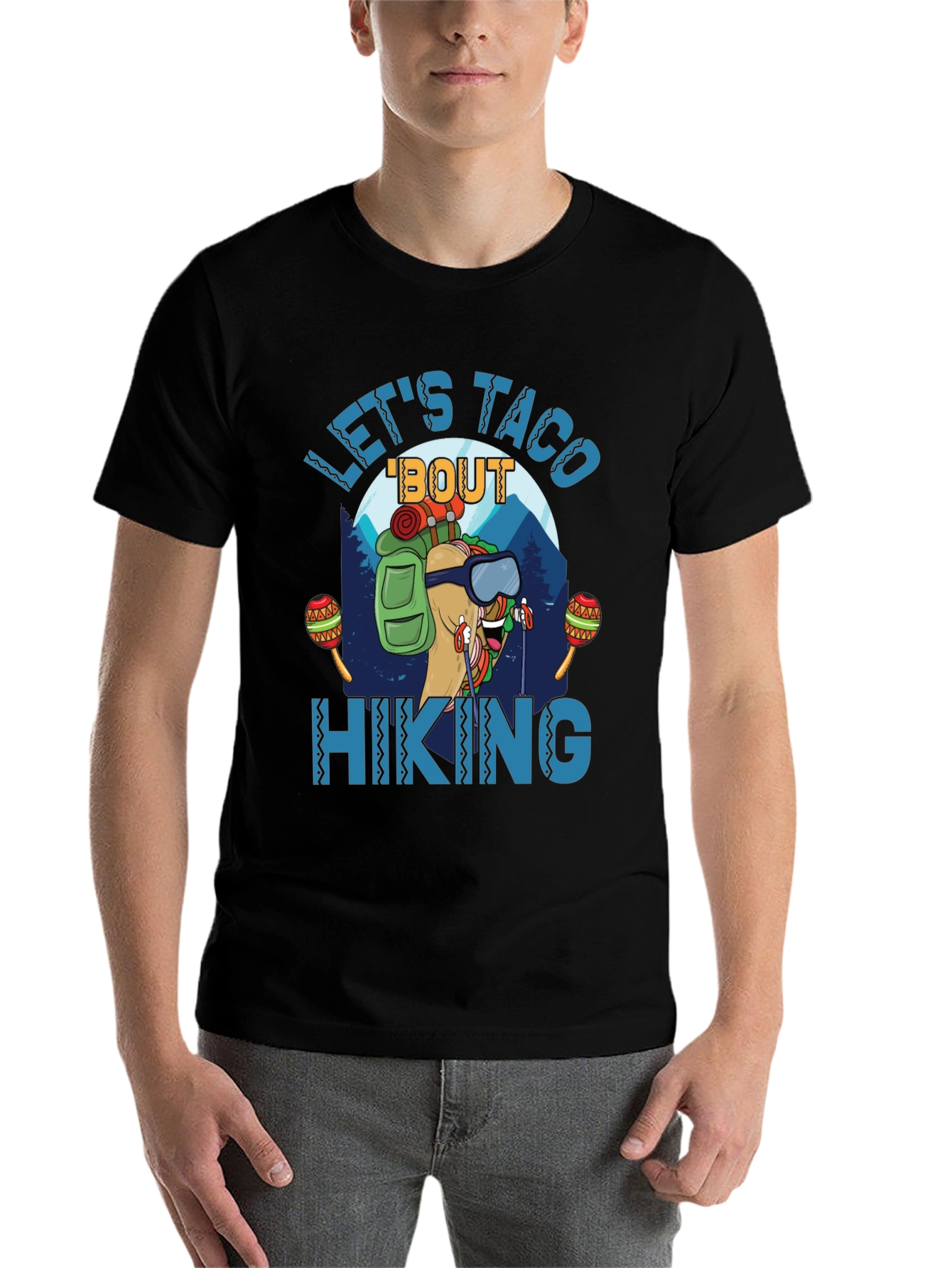 Black Let's Taco 'Bout Hiking Graphic T-Shirt view 7