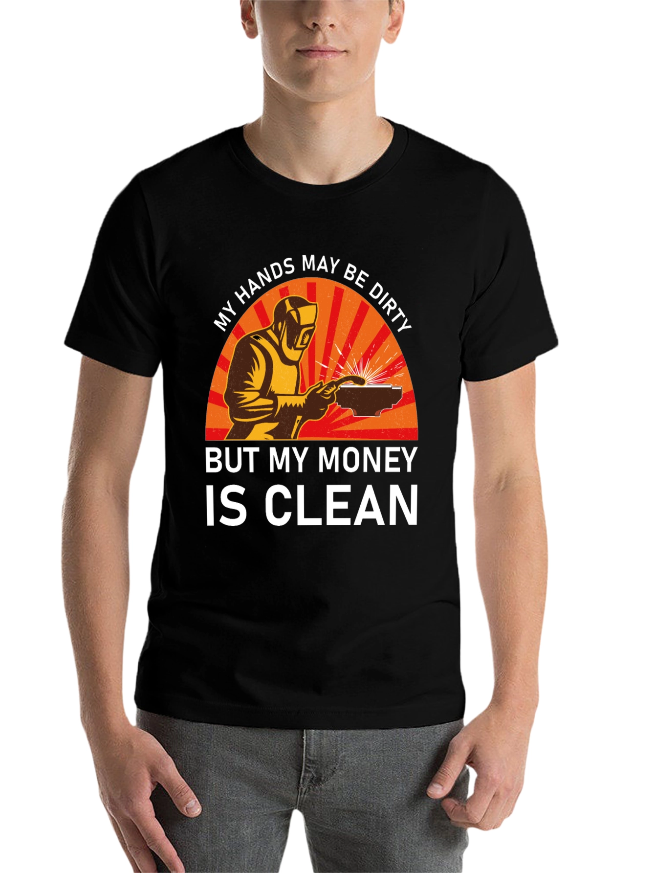 Black Welder T-Shirt - My Hands Dirty, Money Clean view 7