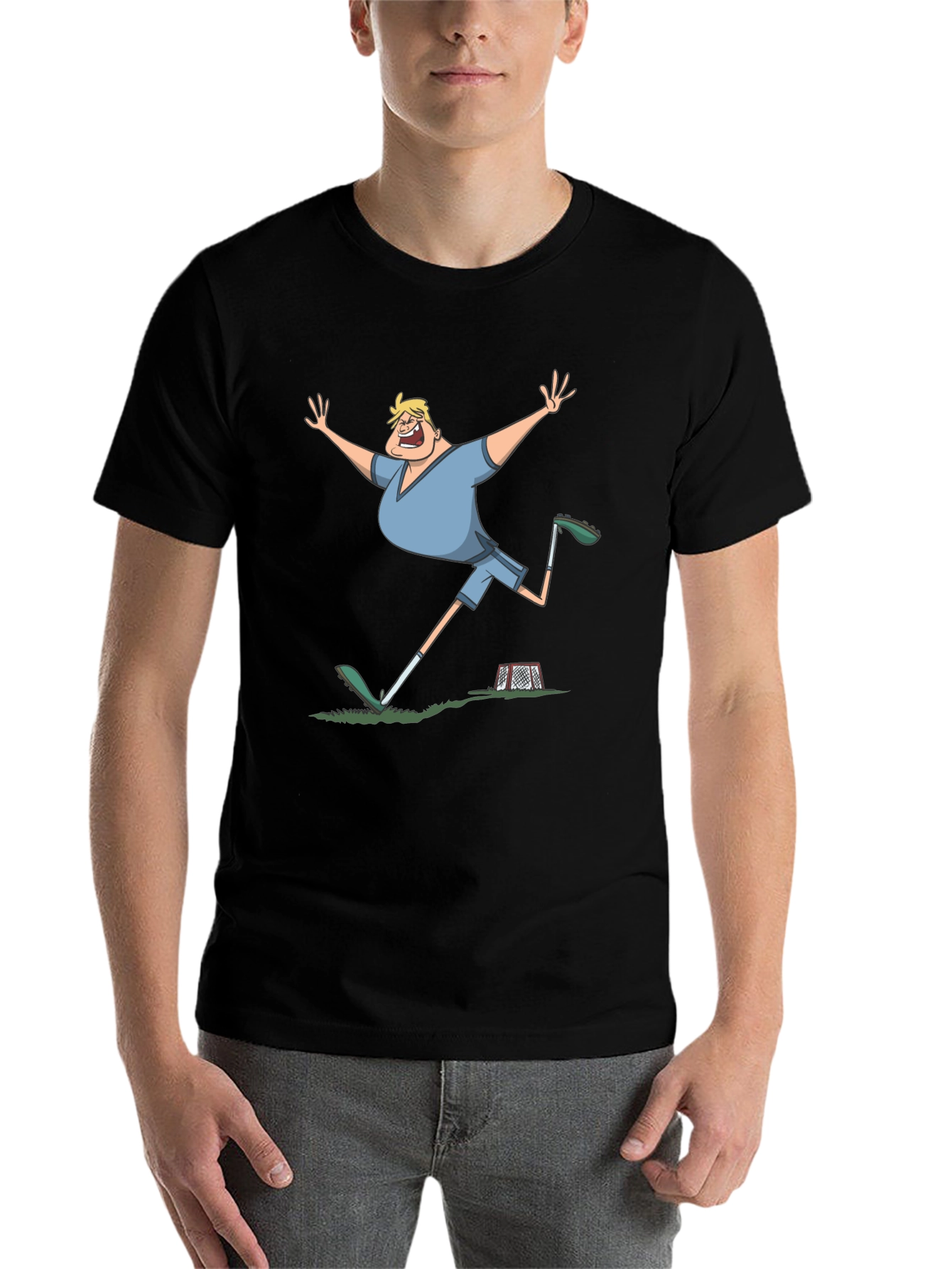 Black Funny Soccer Goal Celebration Black T-Shirt view 7