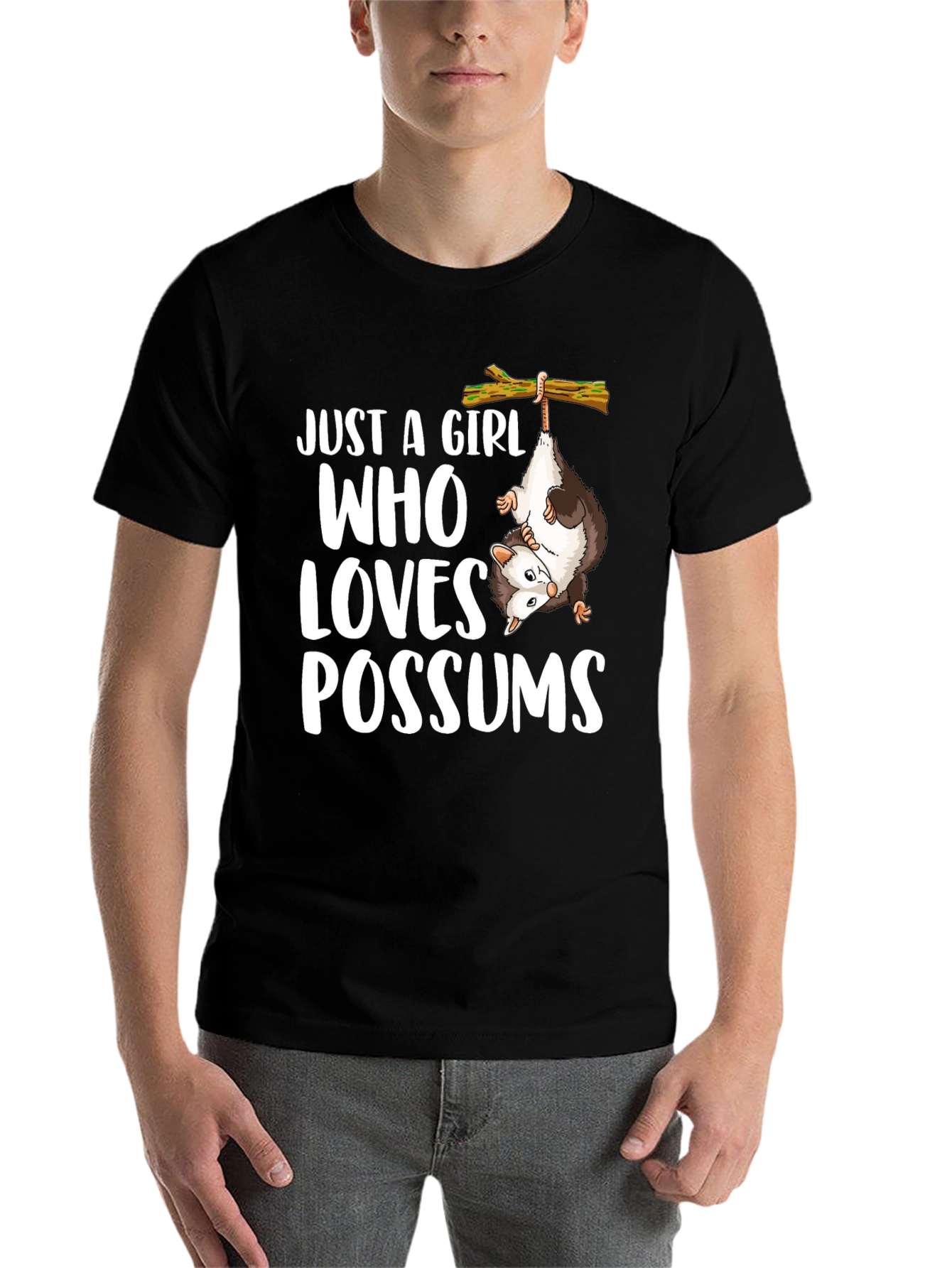 Black Just a Girl Who Loves Possums Graphic Tee view 7