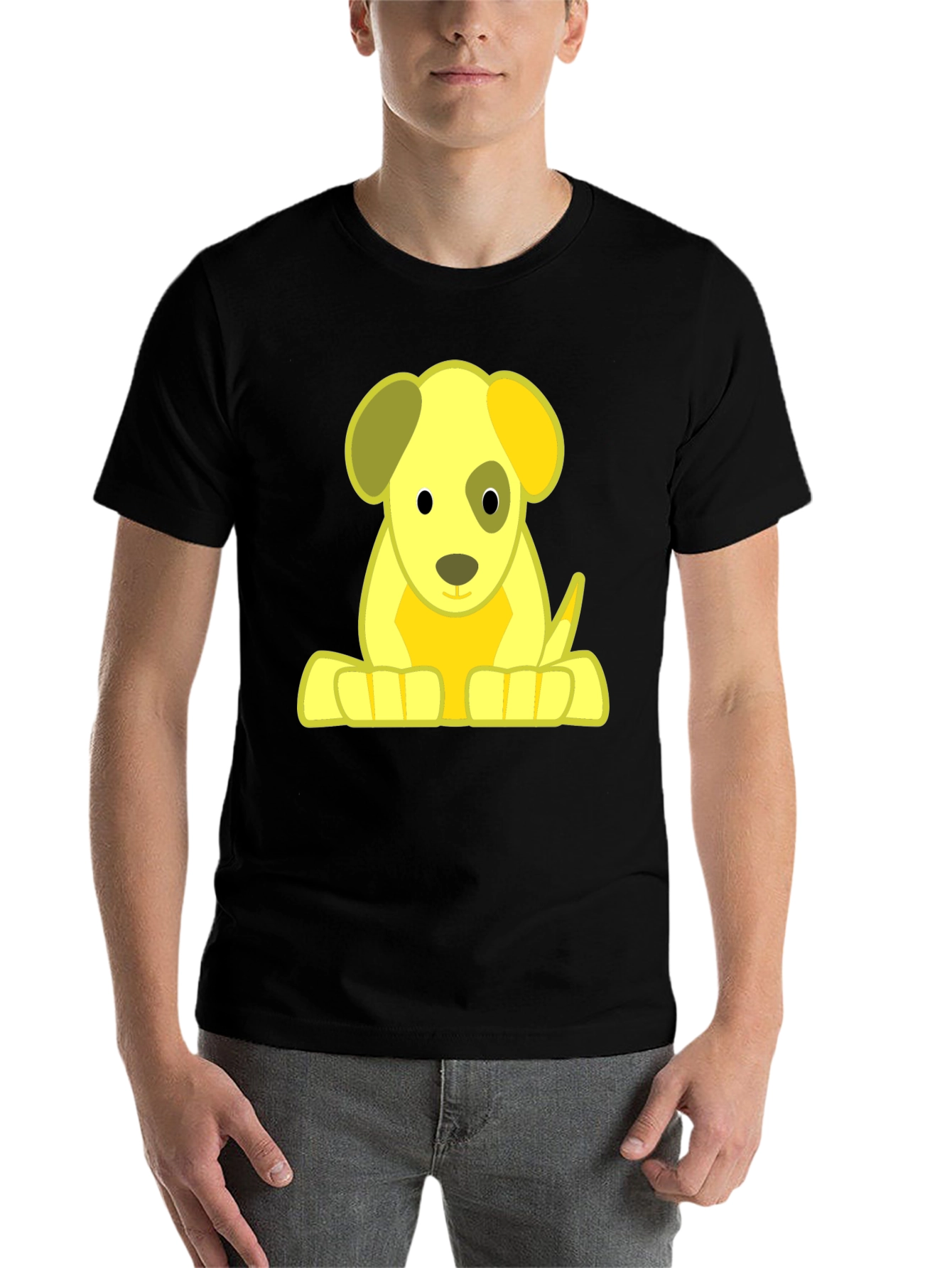 Black Cartoon Puppy Graphic T-Shirt view 7