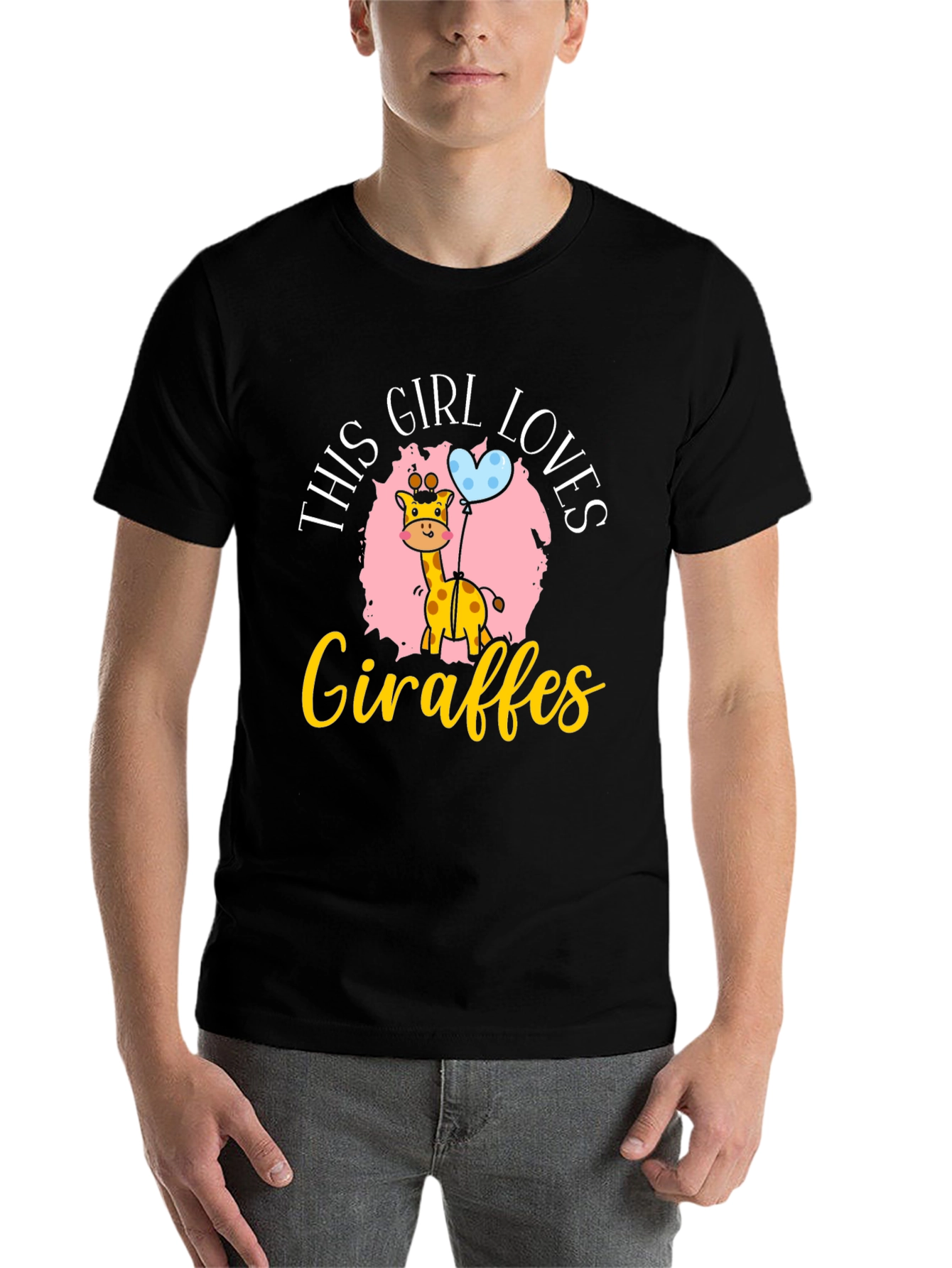 Black Girl Loves Giraffes T-Shirt view 7