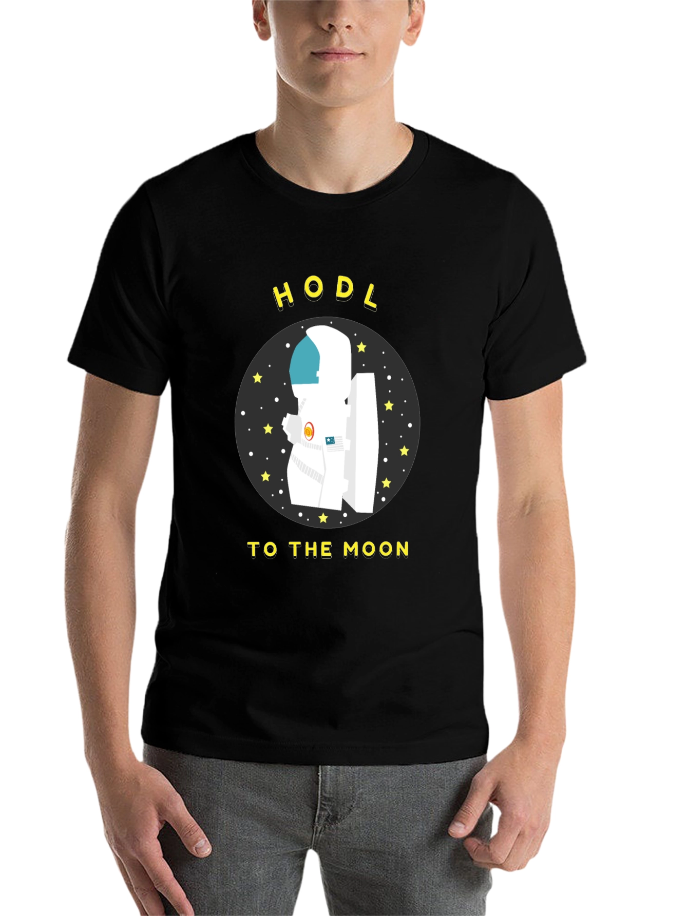 Black HODL to the Moon T-Shirt Crypto Astronaut view 7