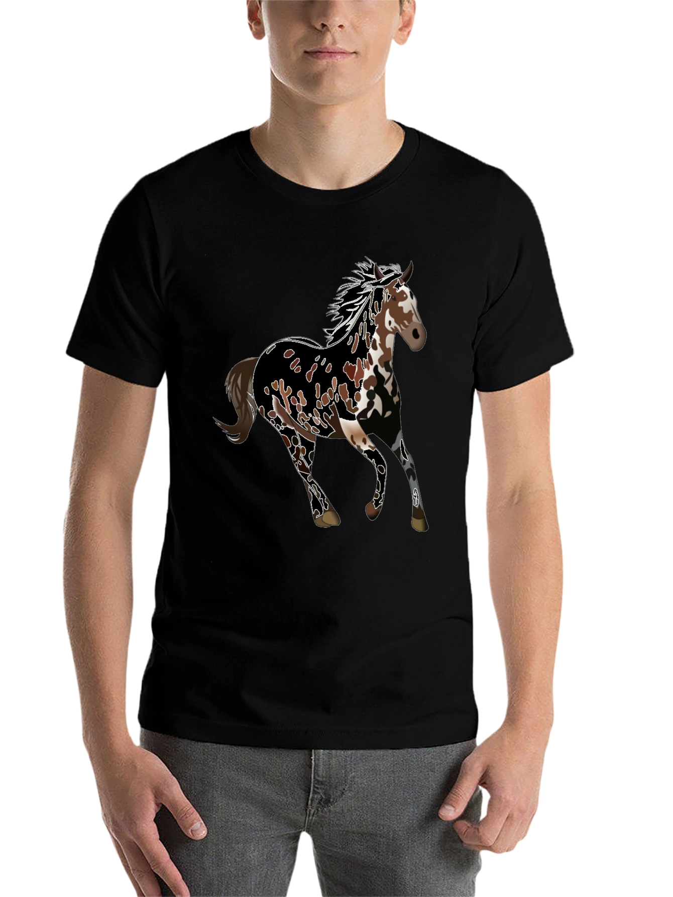 Black Horse Graphic Tee - Black Unisex T-Shirt view 7