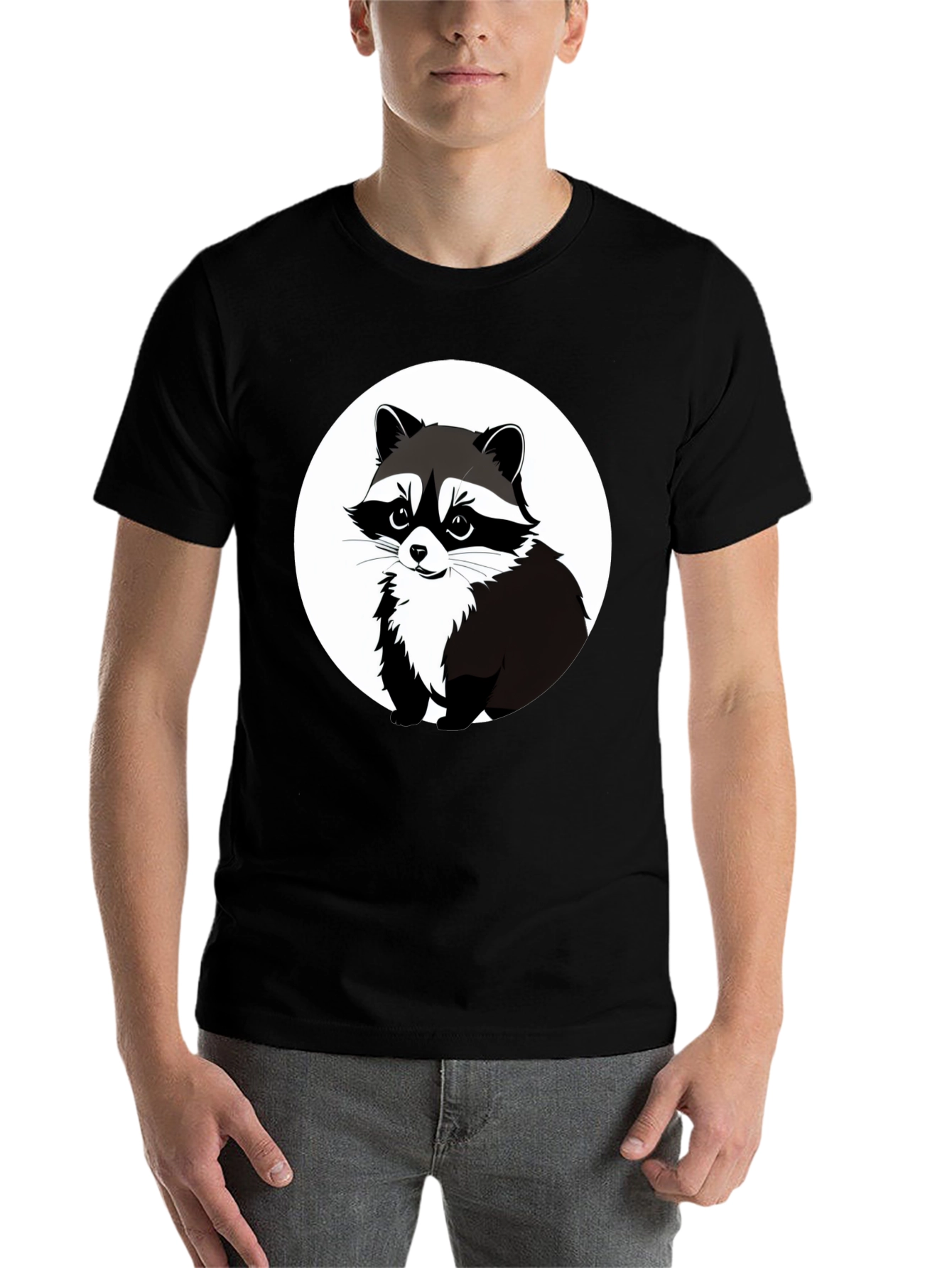 Black Raccoon Graphic Tee - Black Casual T-Shirt view 7