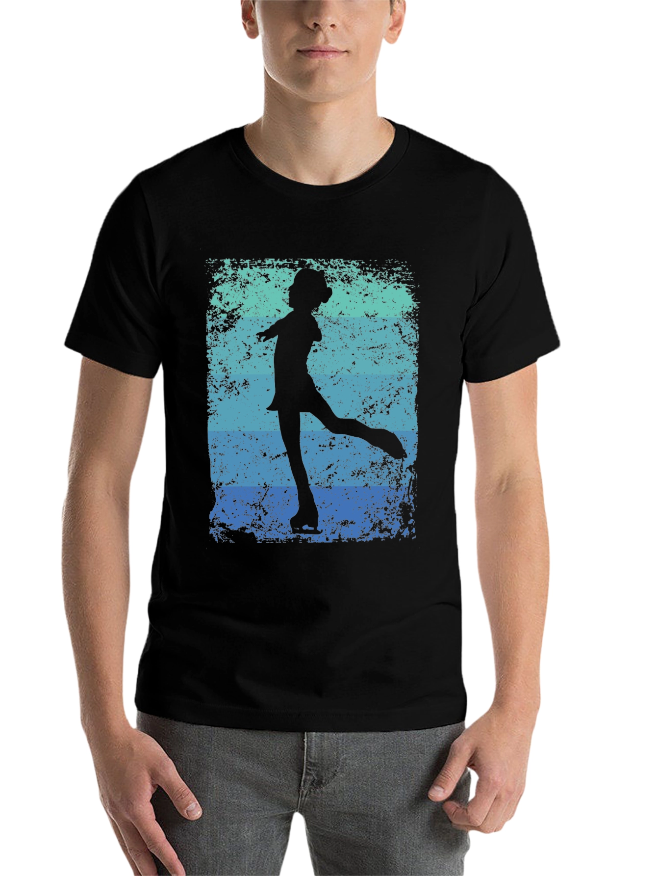 Black Retro Figure Skater Graphic Tee - Black Cotton Blend view 7