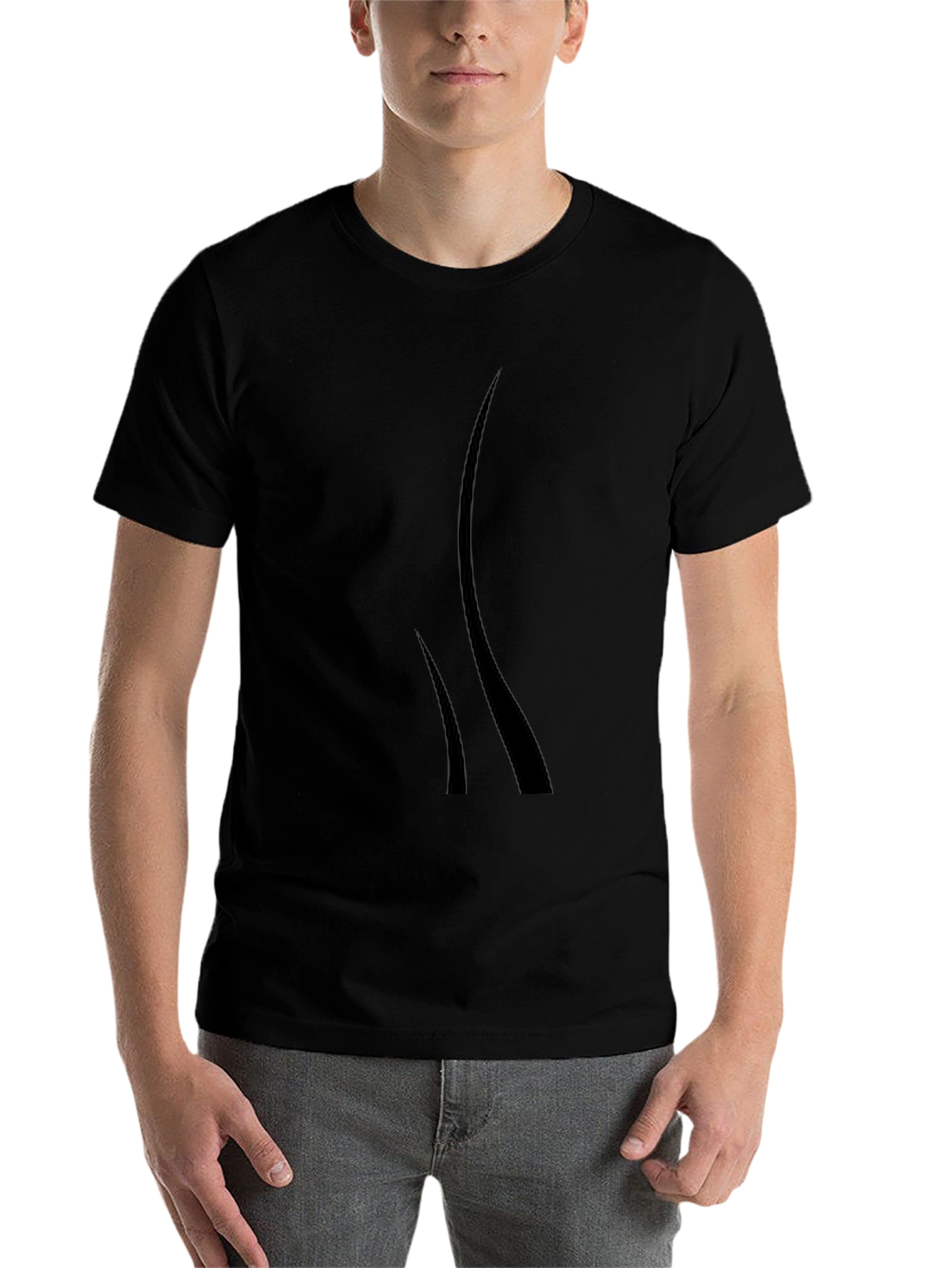 Black Men's Black Graphic Tee - Modern Design, Casual Style view 7