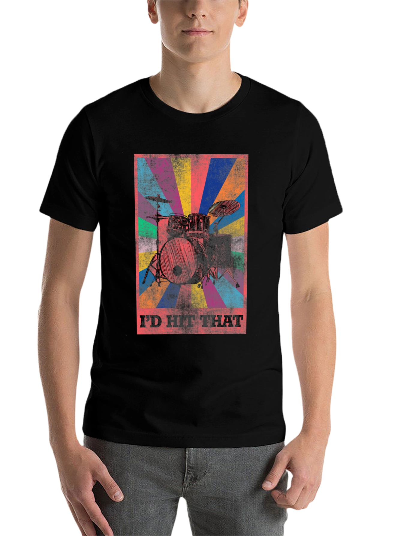 Black I'd Hit That Drum Kit Graphic Tee - Black view 7