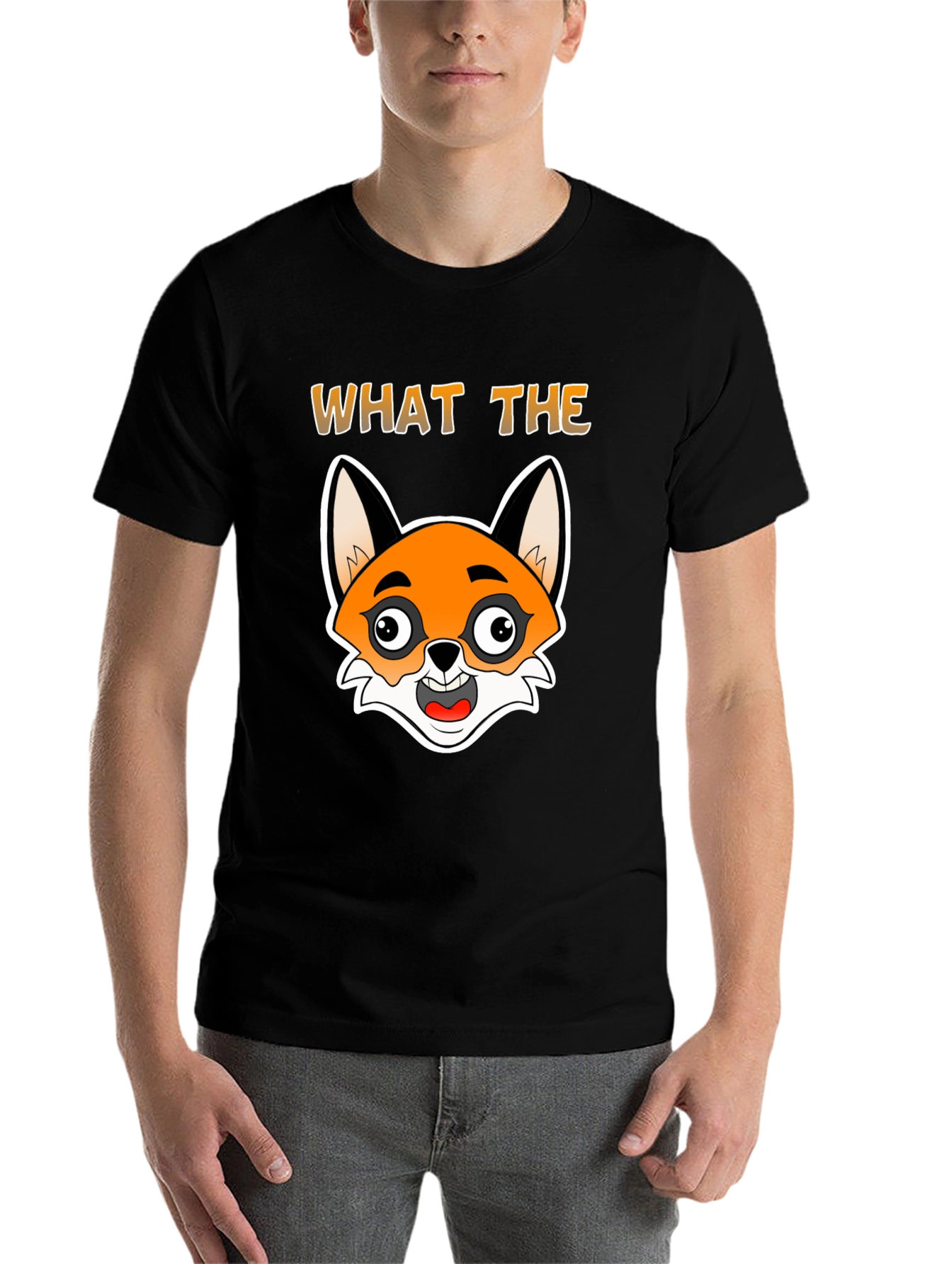 Black What the Fox T-Shirt - Funny Cartoon Animal Tee view 7