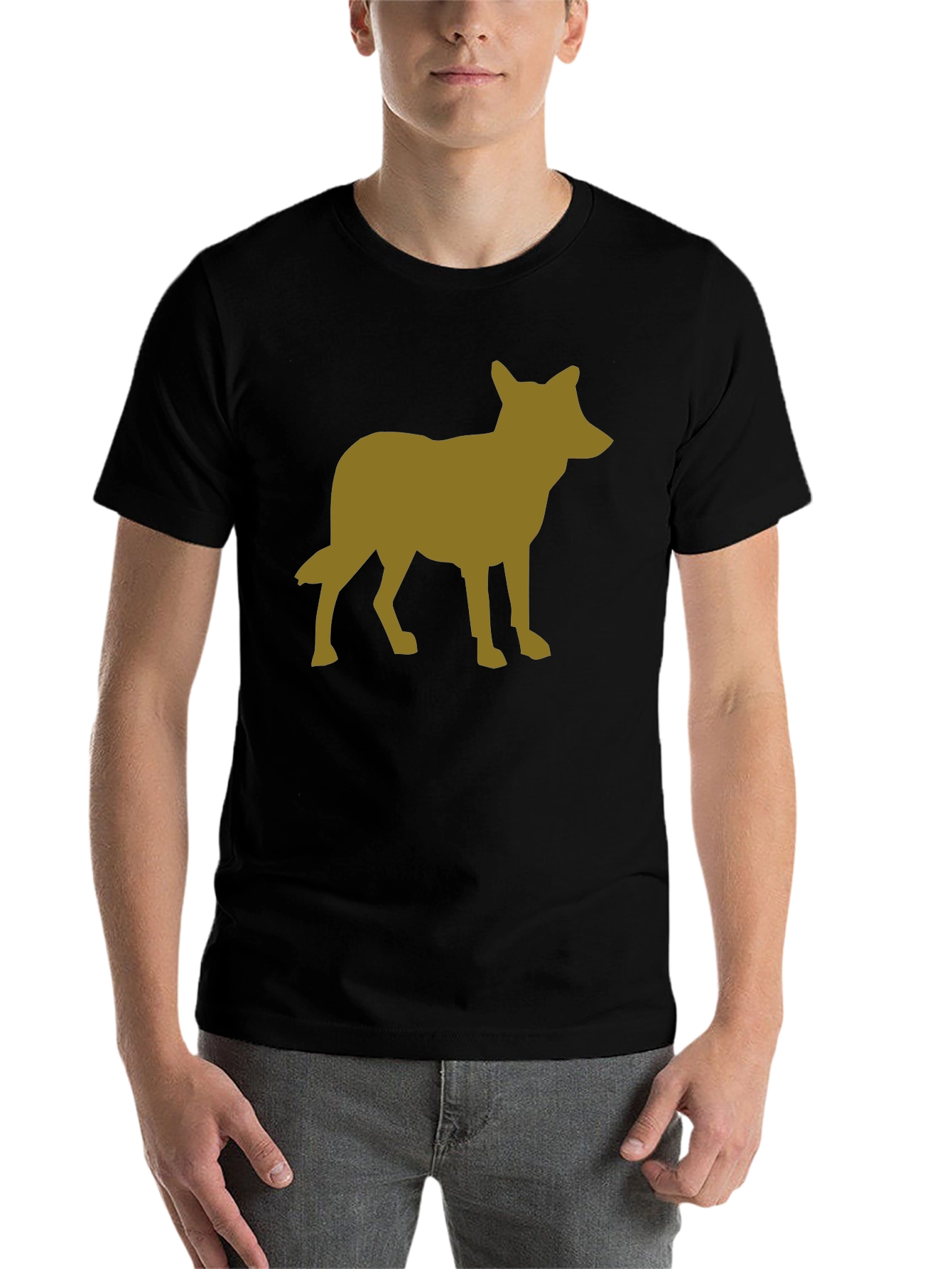 Black Coyote Silhouette Graphic Black T-Shirt view 7