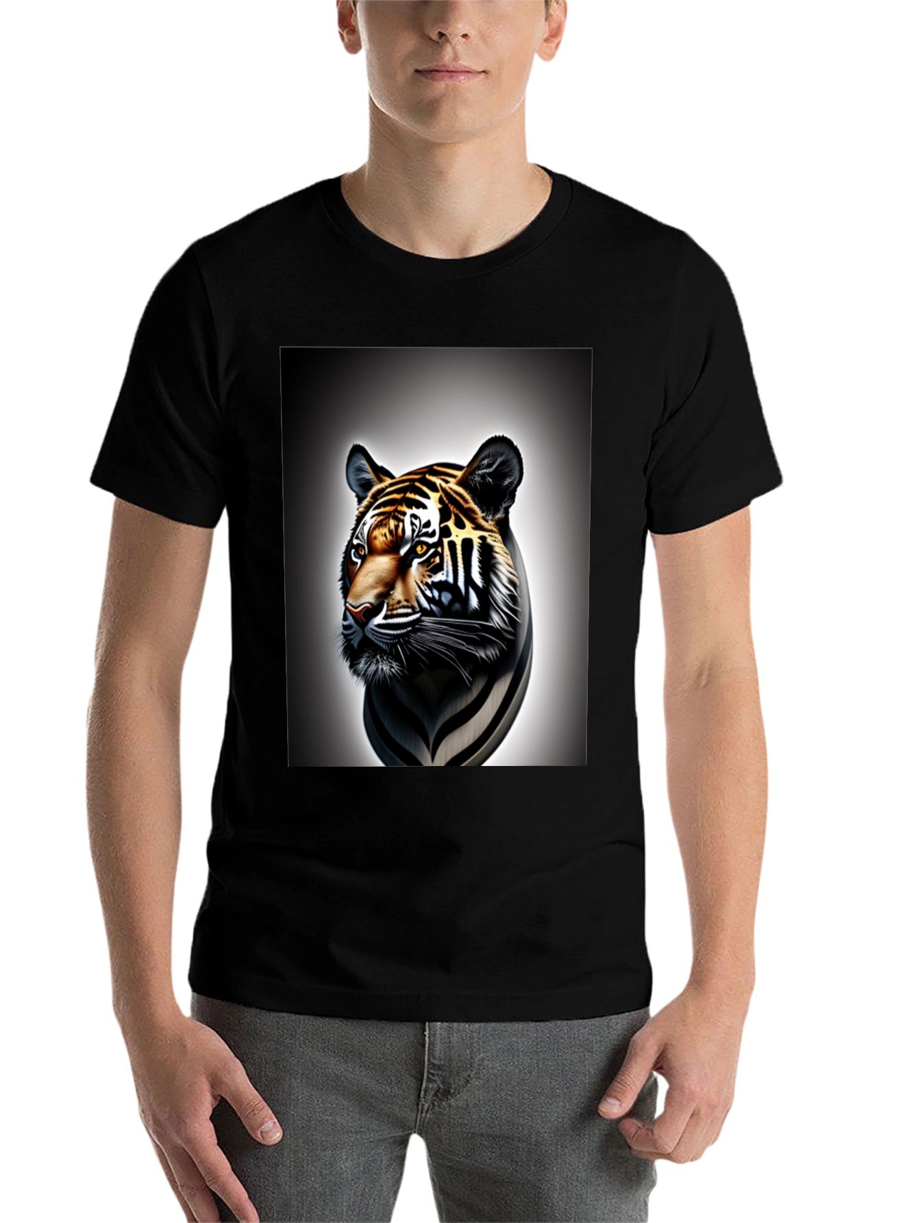 Black Tiger Graphic Tee - Cool Animal Print Shirt view 7