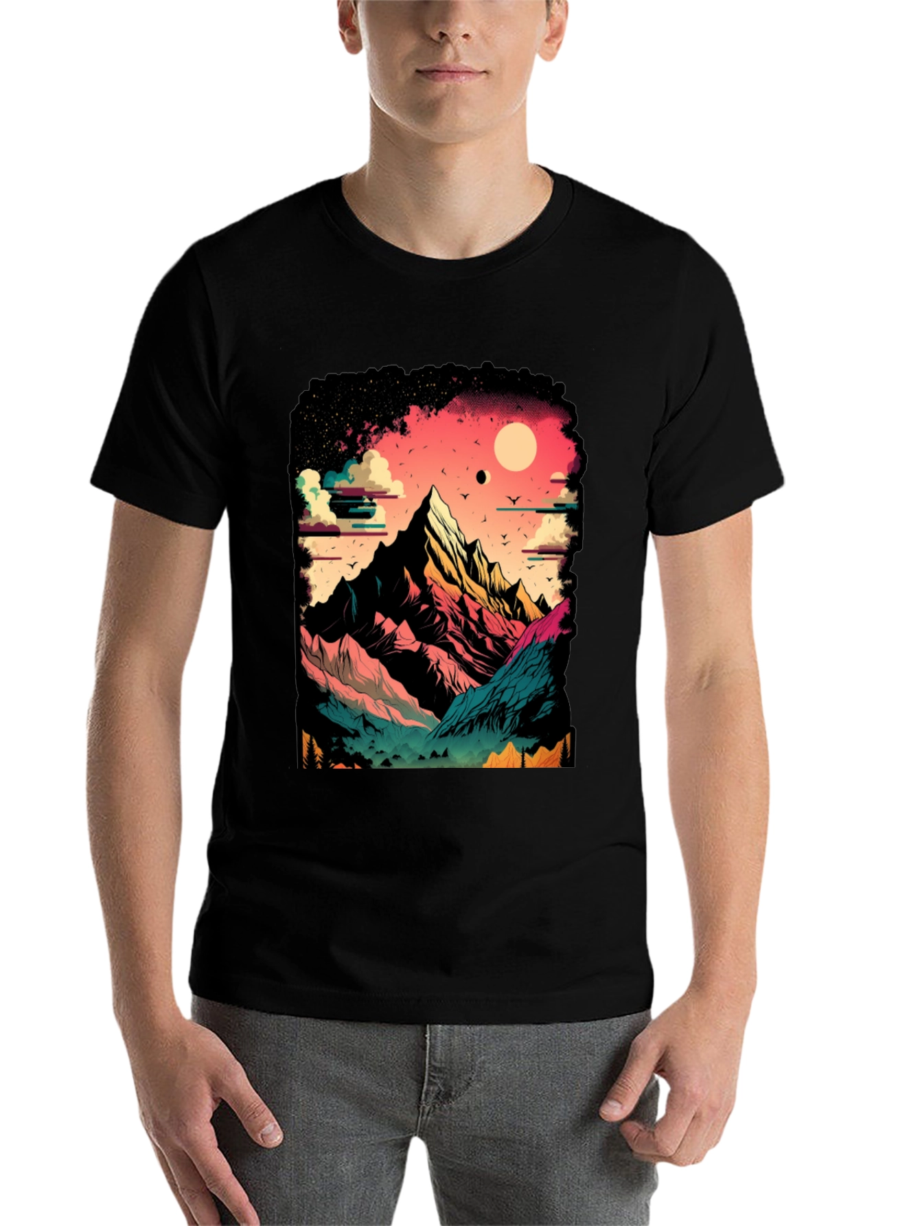 Black Mountain Graphic Tee - Nature Lover's Black T-Shirt view 7
