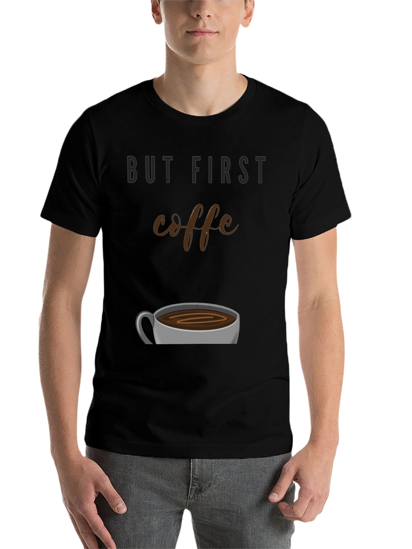 Black But First Coffee Graphic Tee - Unisex Black T-Shirt view 7