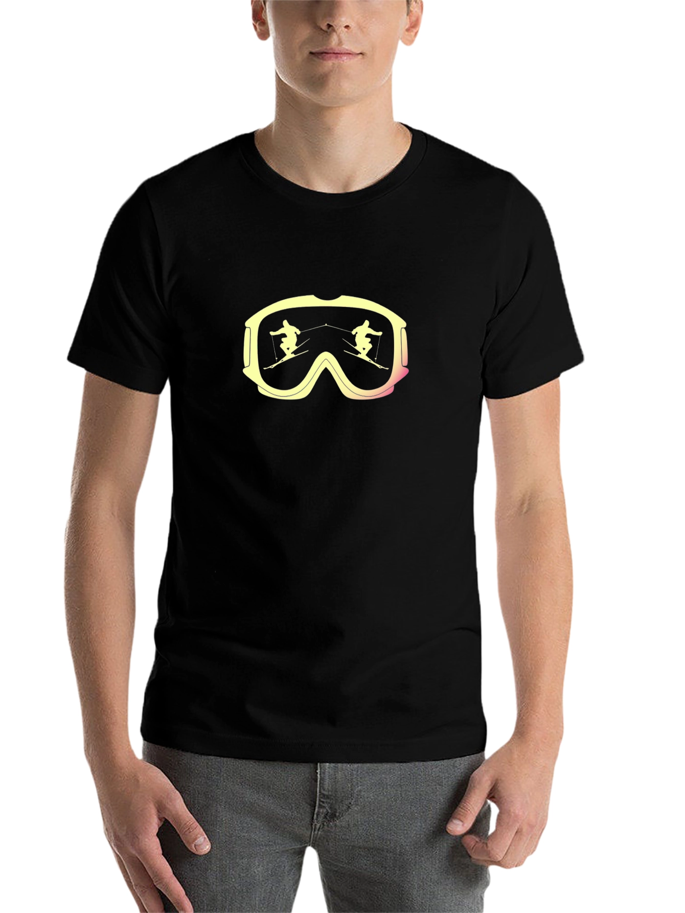 Black Ski Goggles Reflection Graphic Tee view 7