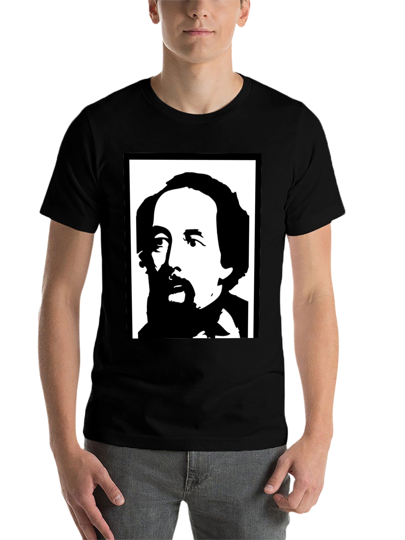 Black Charles Dickens Graphic Tee - Classic Novelist T-Shirt view 7