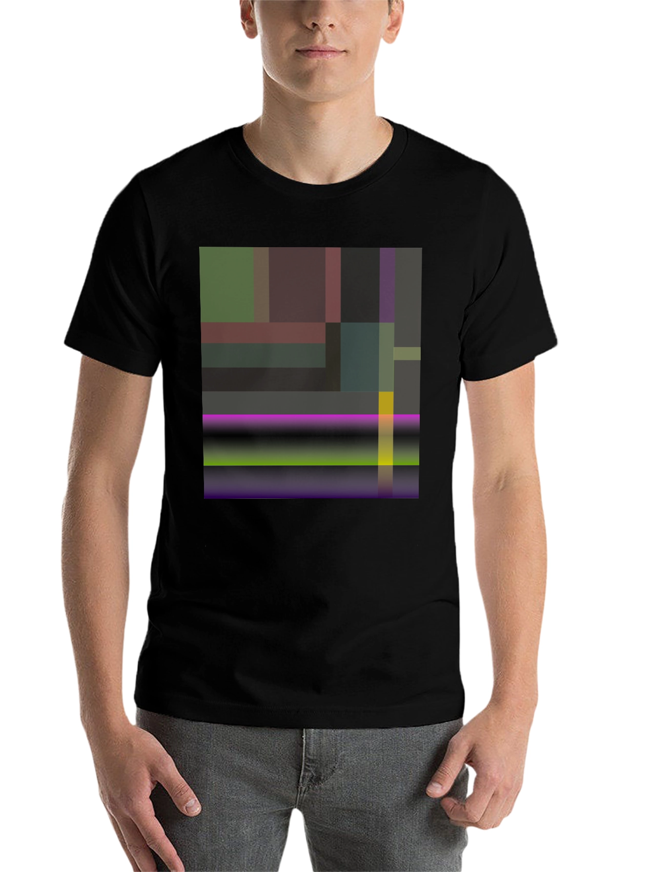 Black Abstract Geometric Art Black T-Shirt view 7