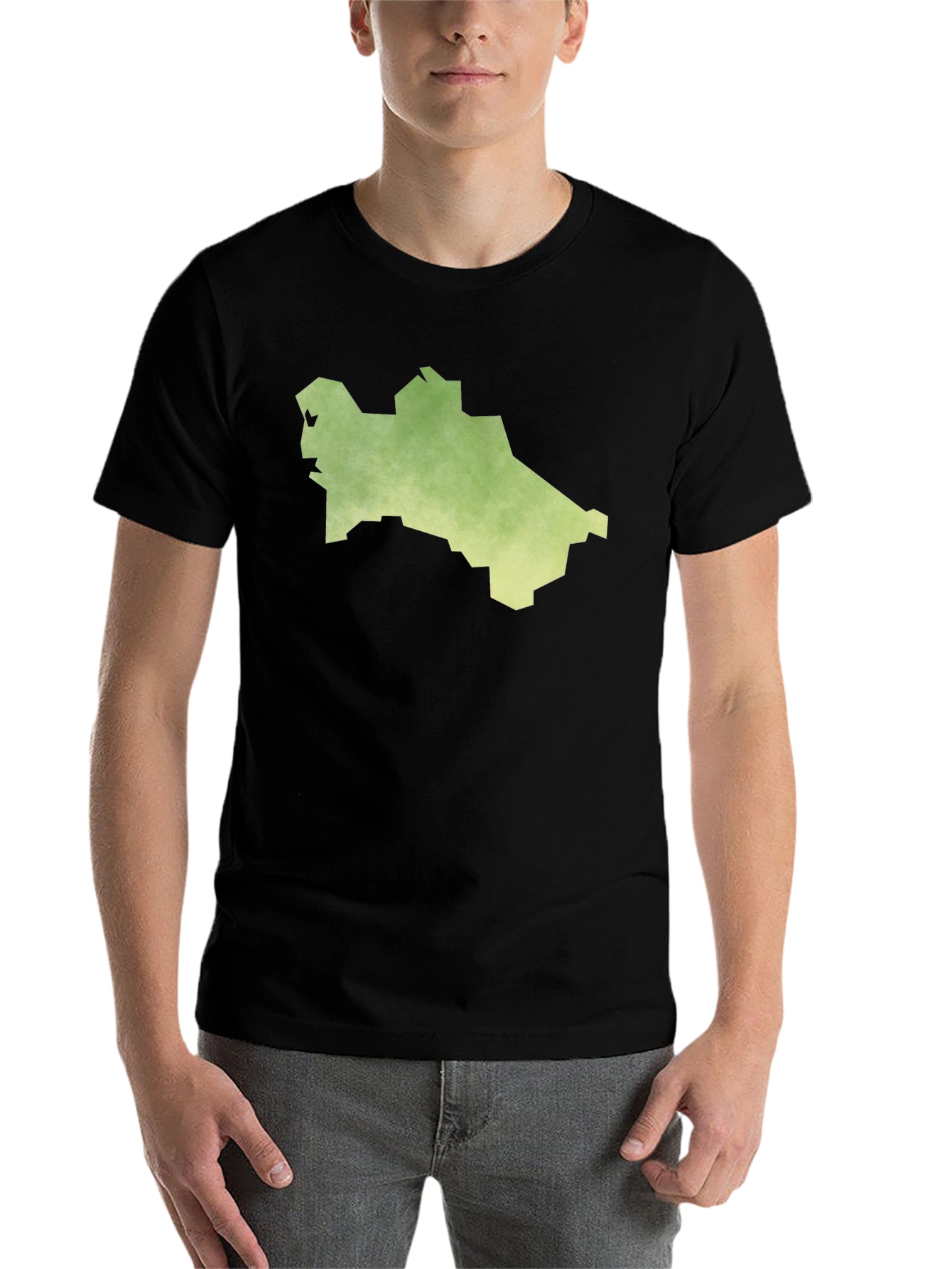 Black Turkmenistan Map T-Shirt - Black Cotton Tee view 7