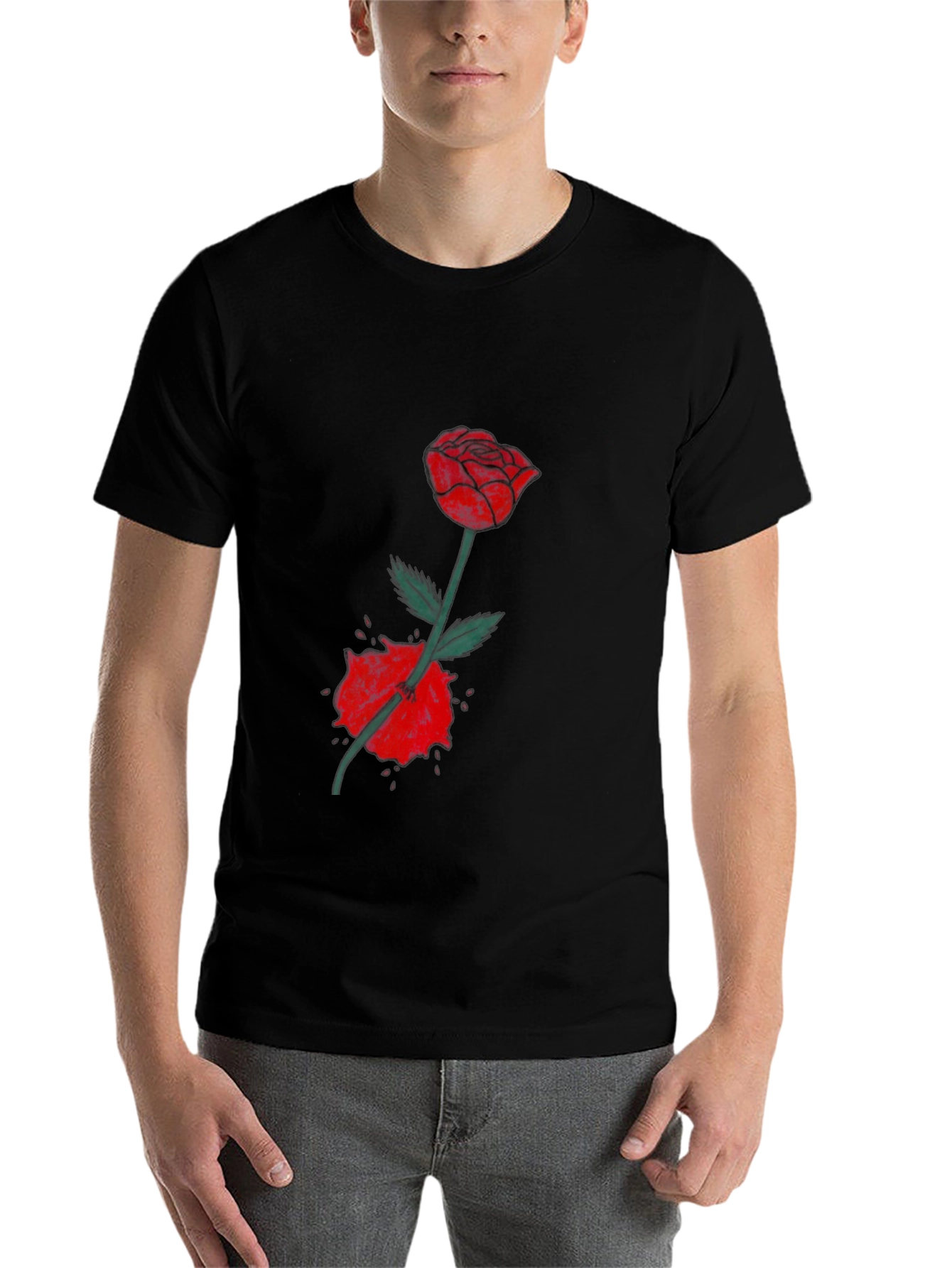 Black Rose & Slash Graphic T-Shirt - Modern Streetwear view 7