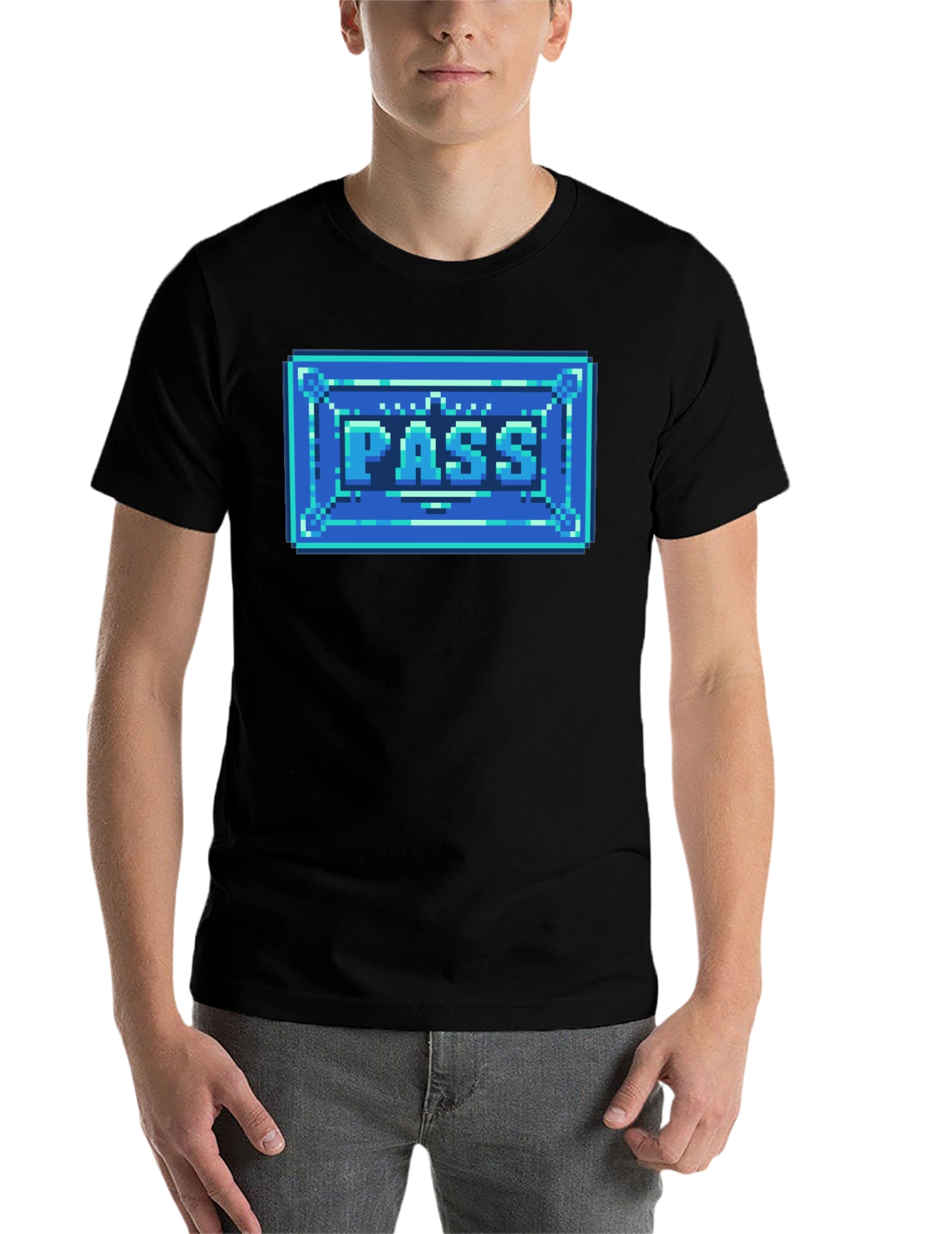 Black 8-Bit Pass T-Shirt - Retro Gaming Style view 7