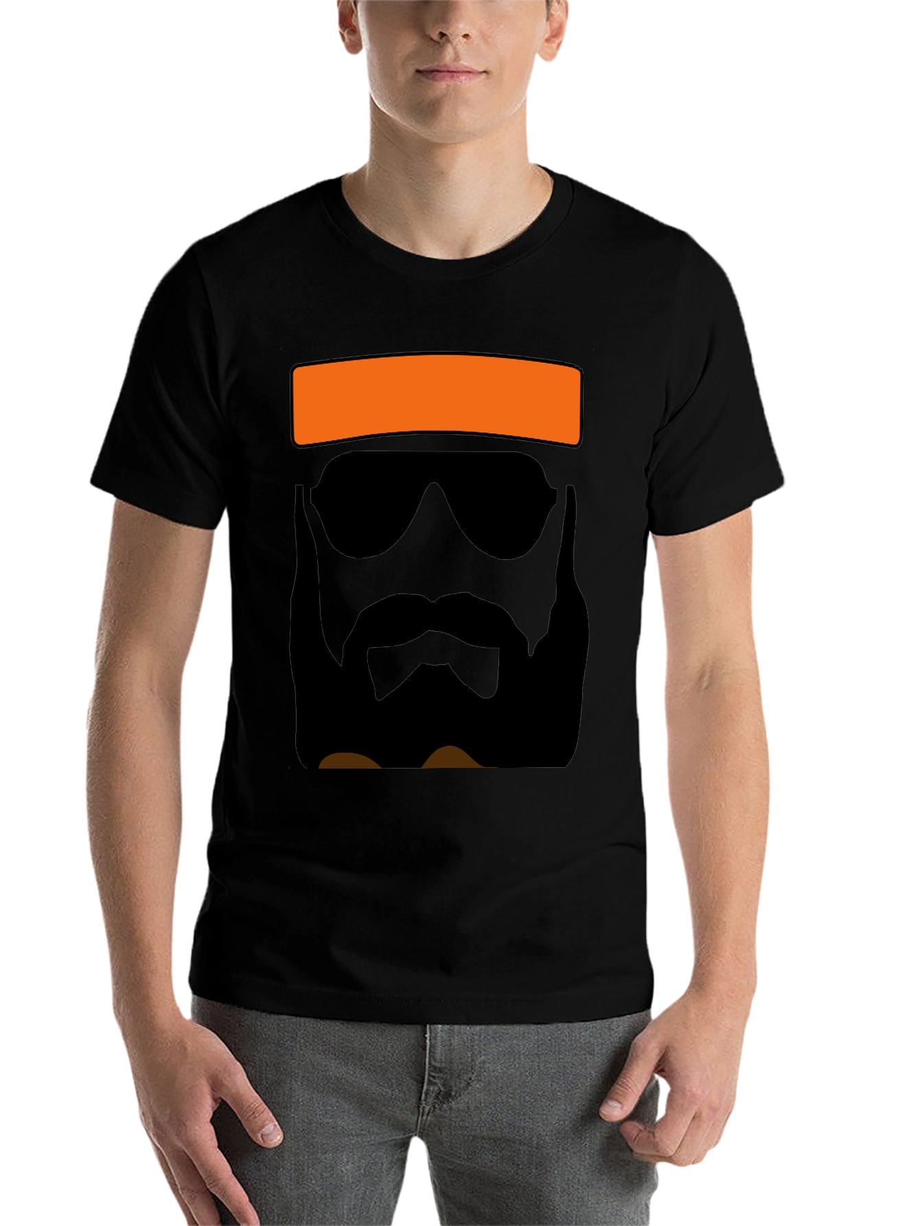 Black Cool Bearded Man Graphic Tee - Black view 7
