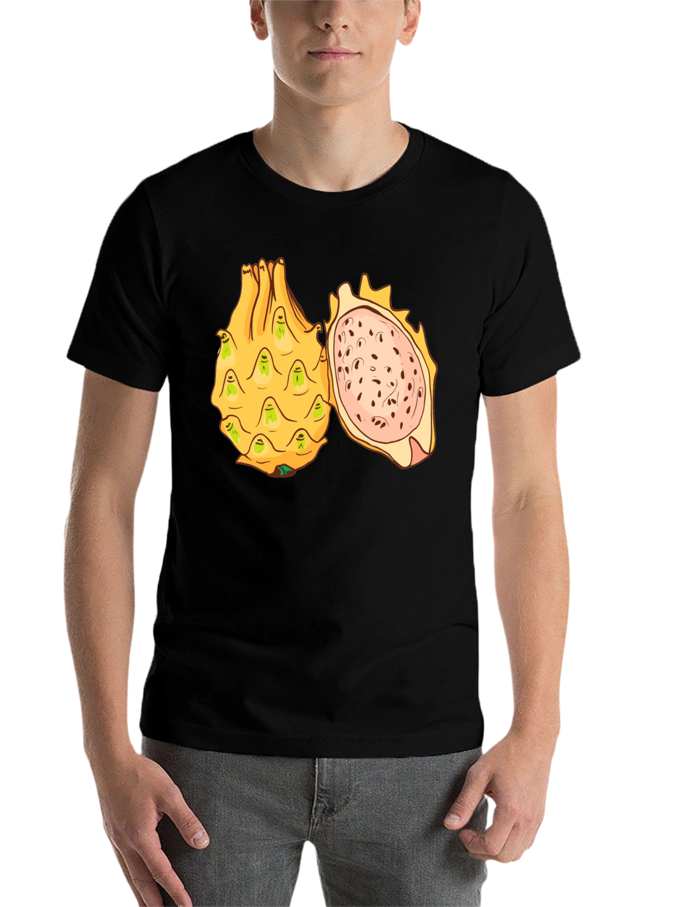 Black Dragon Fruit Graphic T-Shirt - Unique Fruit Design view 7