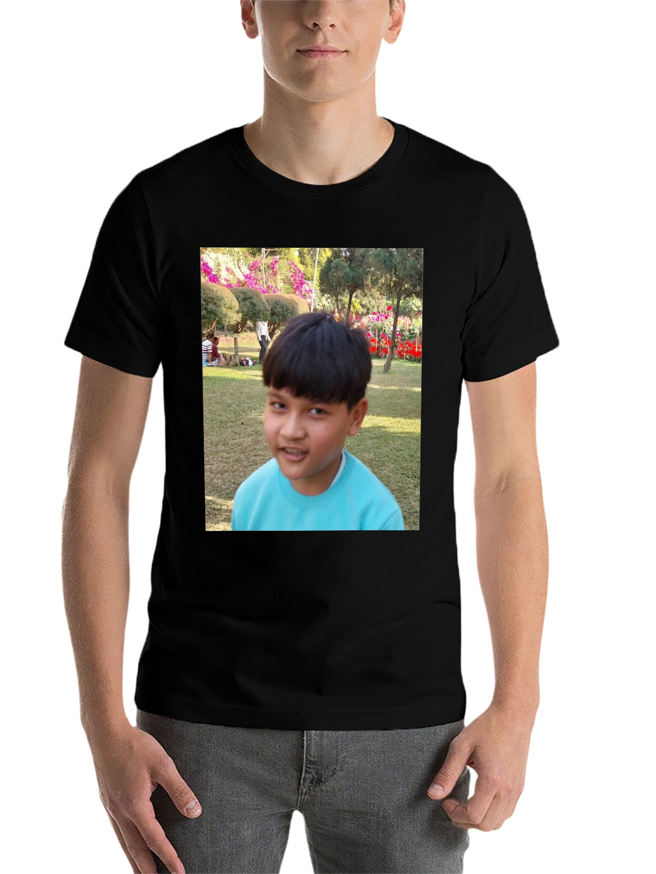 Custom Photo Print Black T-Shirt - 7