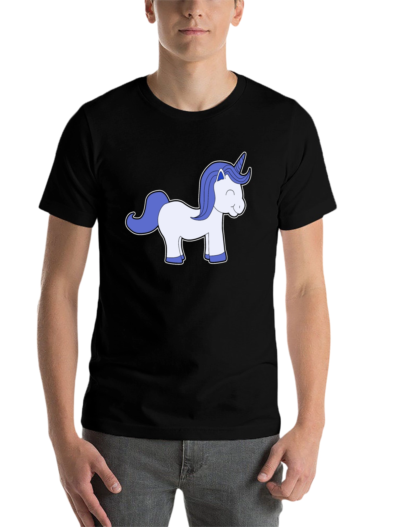 Black Unicorn Graphic Black Tee - Men's Casual T-Shirt view 7