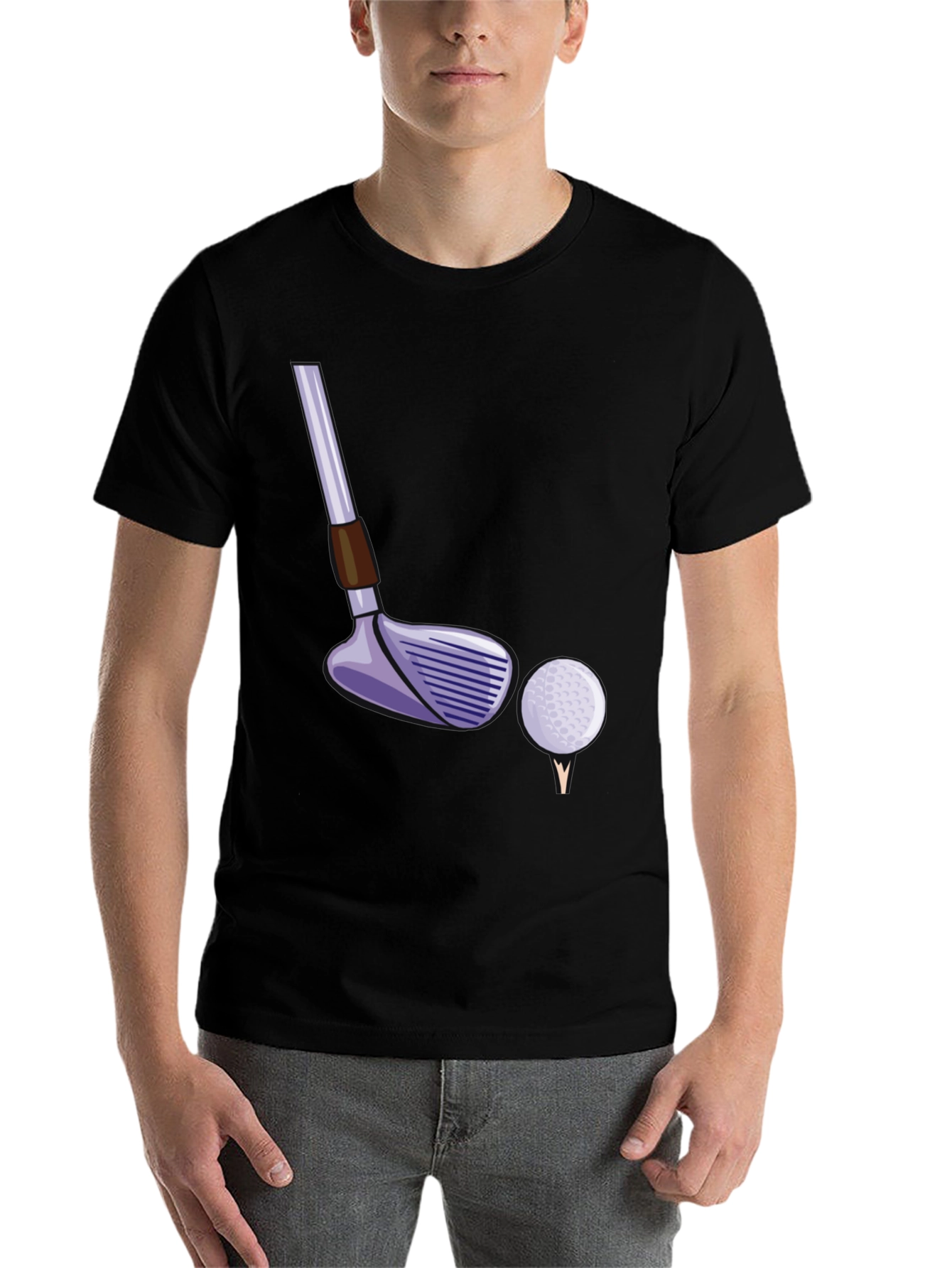 Black Golf Club and Ball T-Shirt - Black Tee view 7