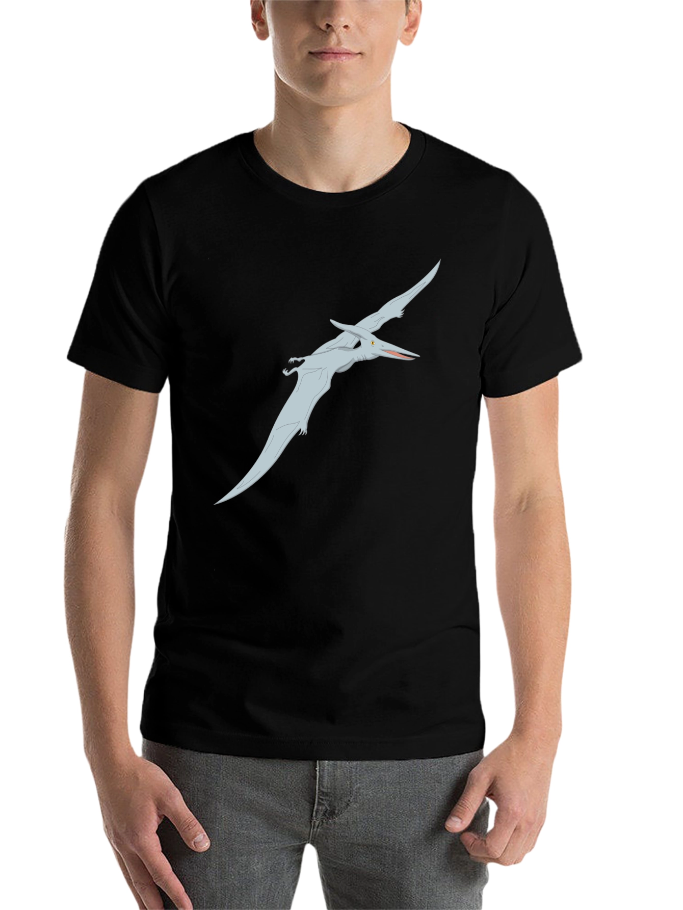 Black Pterodactyl Graphic Tee - Black Cotton Shirt view 7