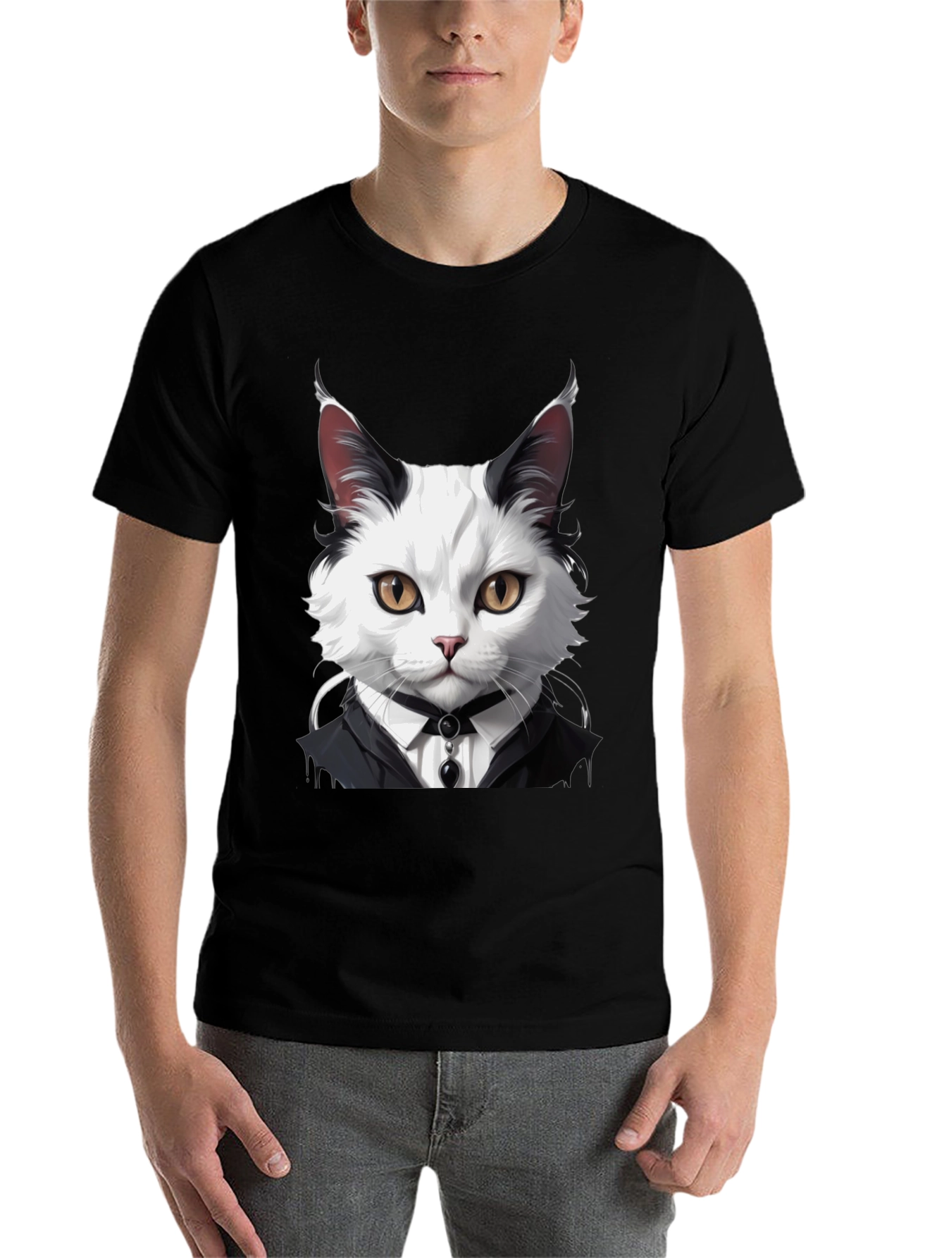 Black Cat Tuxedo T-Shirt - Cool Feline Fashion view 7