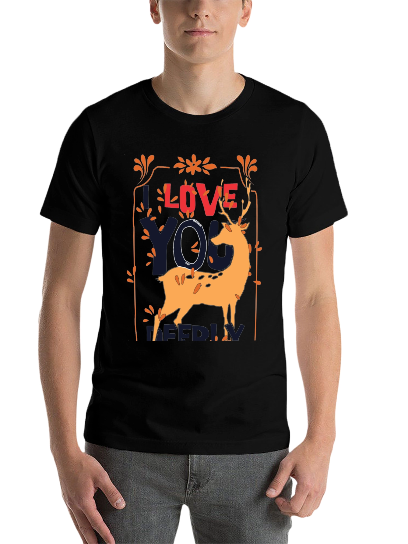Black Love You Deerly Graphic Tee view 7