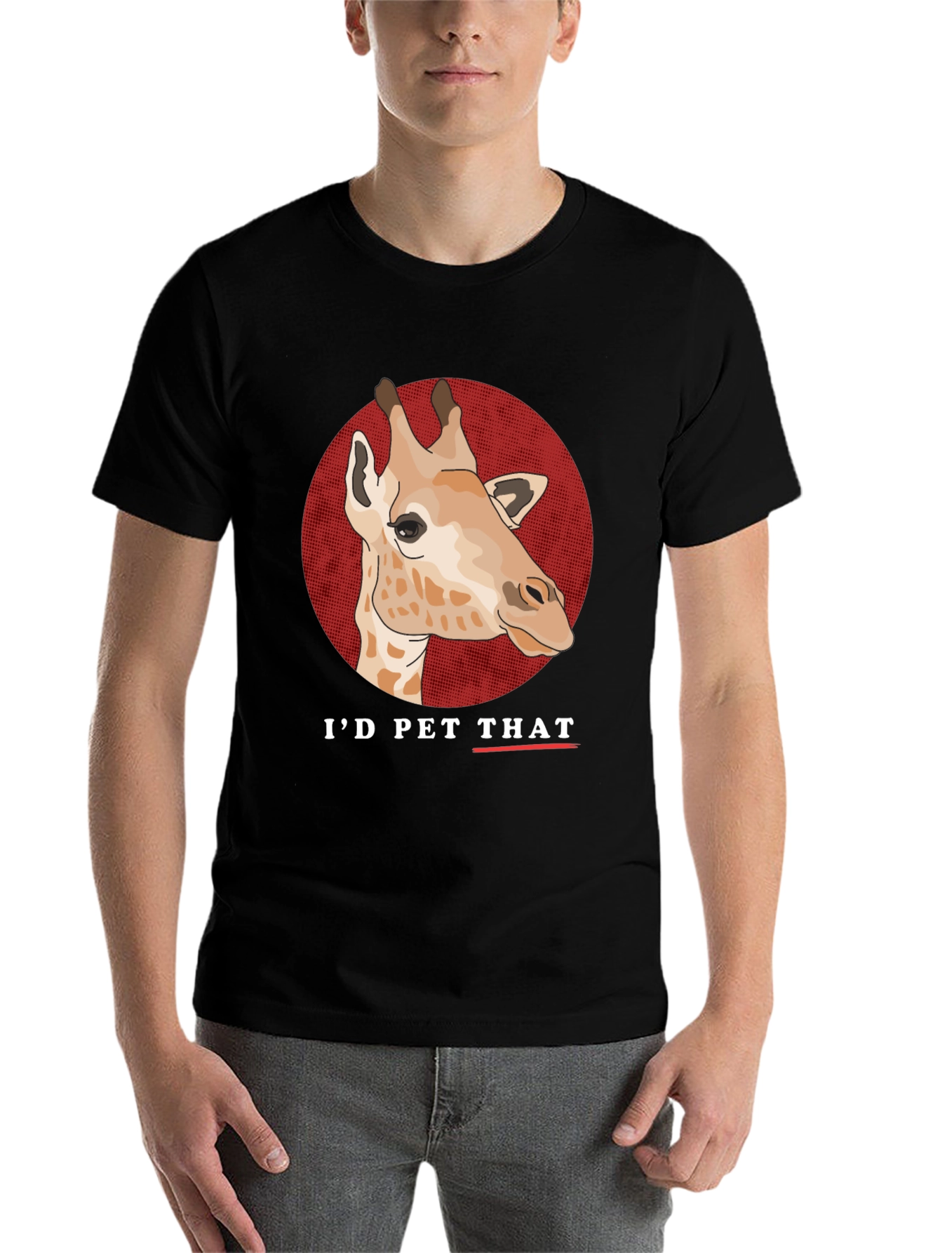 Black I'd Pet That Giraffe Graphic T-Shirt view 7