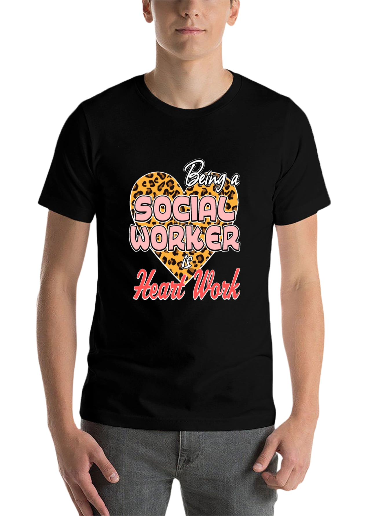 Black Social Worker Heart Work T-Shirt - Black view 7