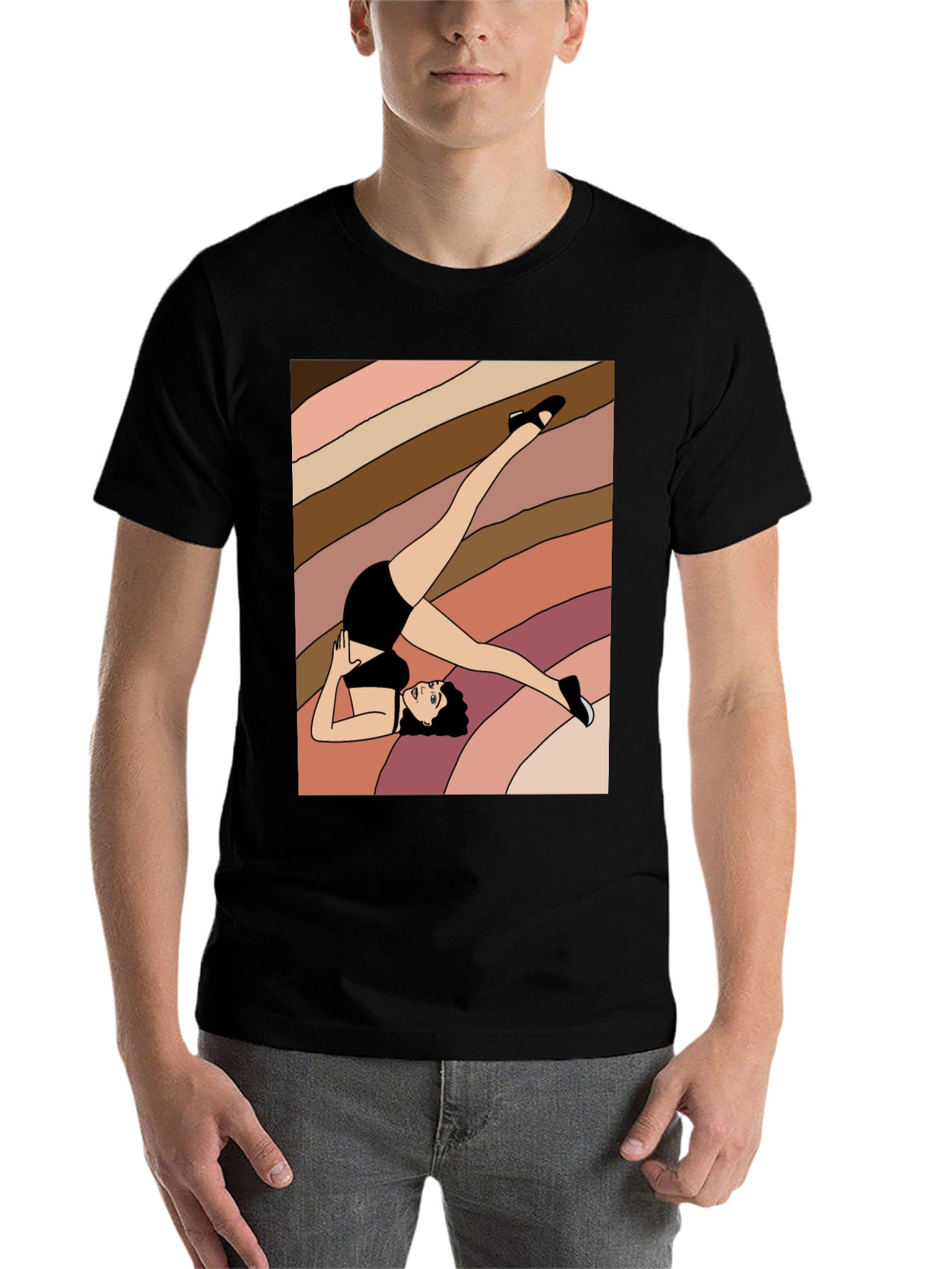 Black Retro Pilates Pose Graphic Tee view 7
