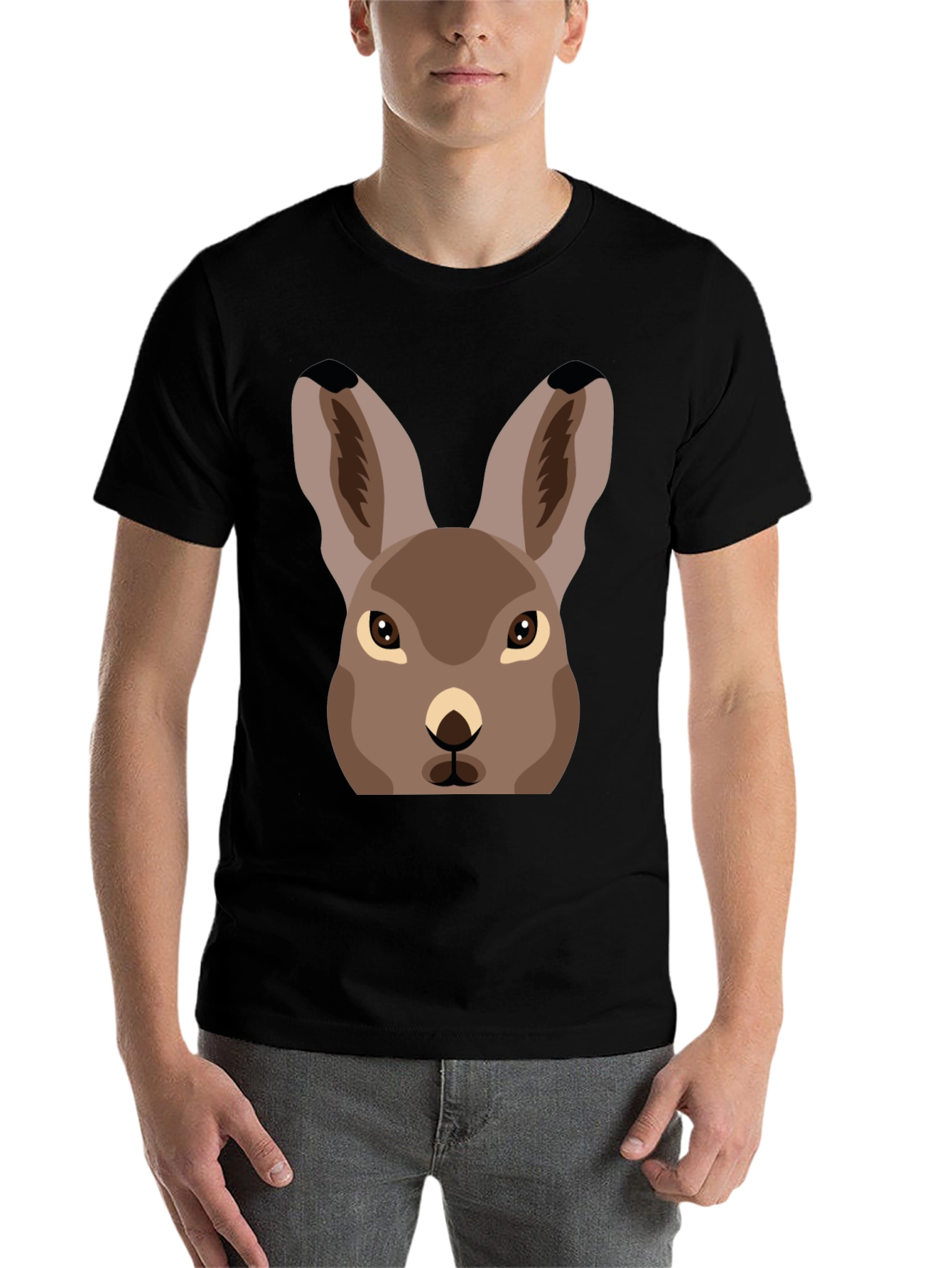 Black Hare Graphic Tee - Unisex Black T-Shirt view 7