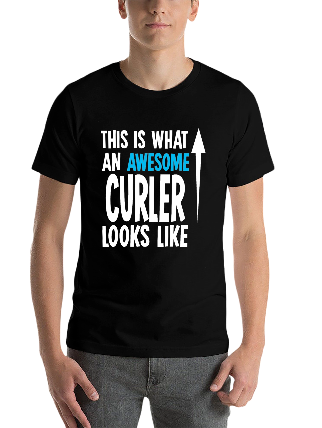 Black Awesome Curler T-Shirt | Curling Fan Tee view 7