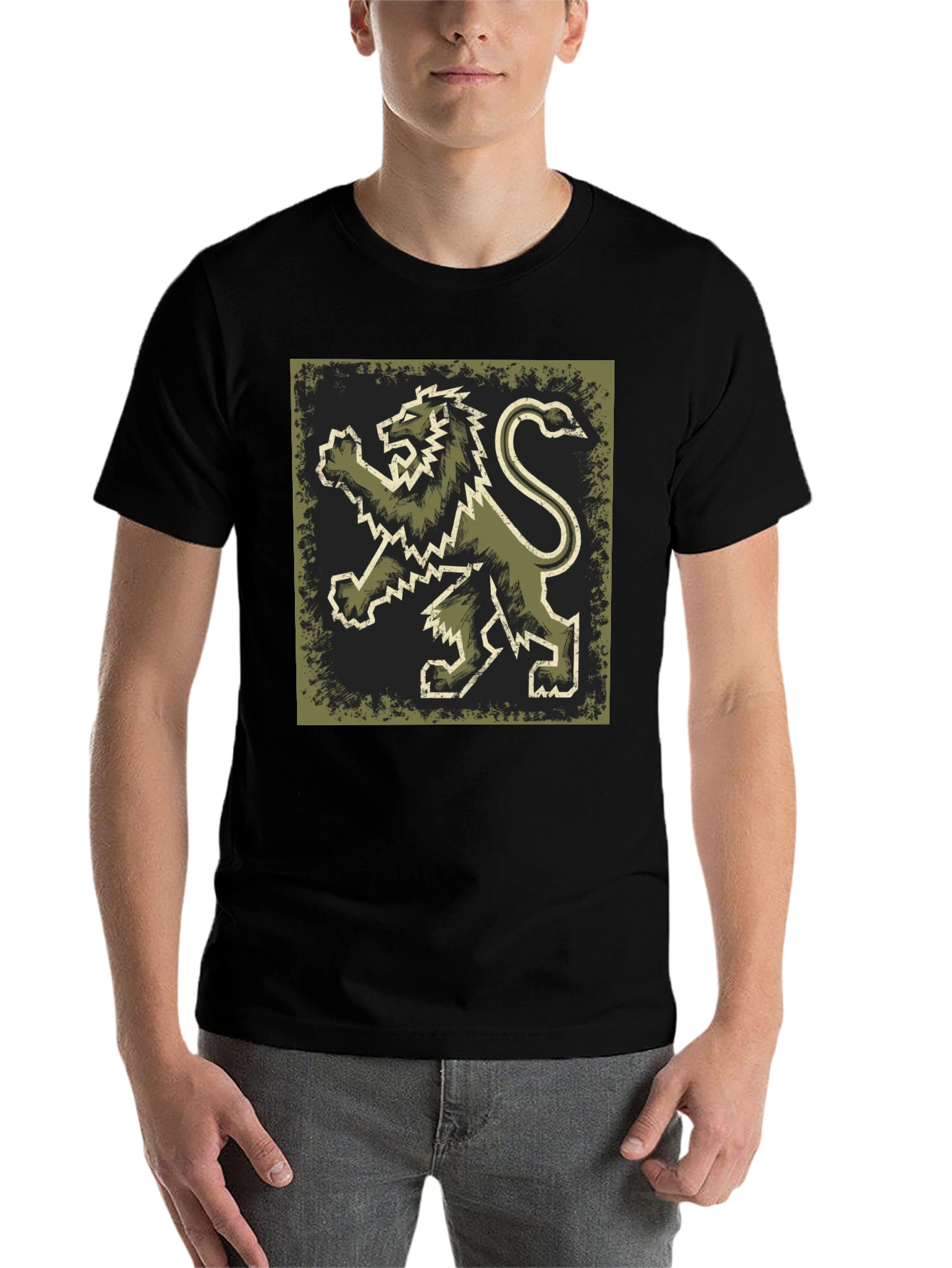 Black Lion Rampant Graphic T-Shirt - Men's Black Tee view 7