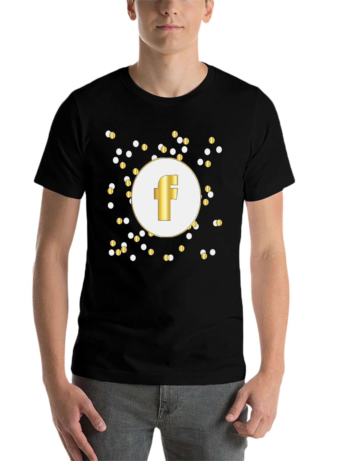 Black Gold 'F' Logo Black T-Shirt view 7