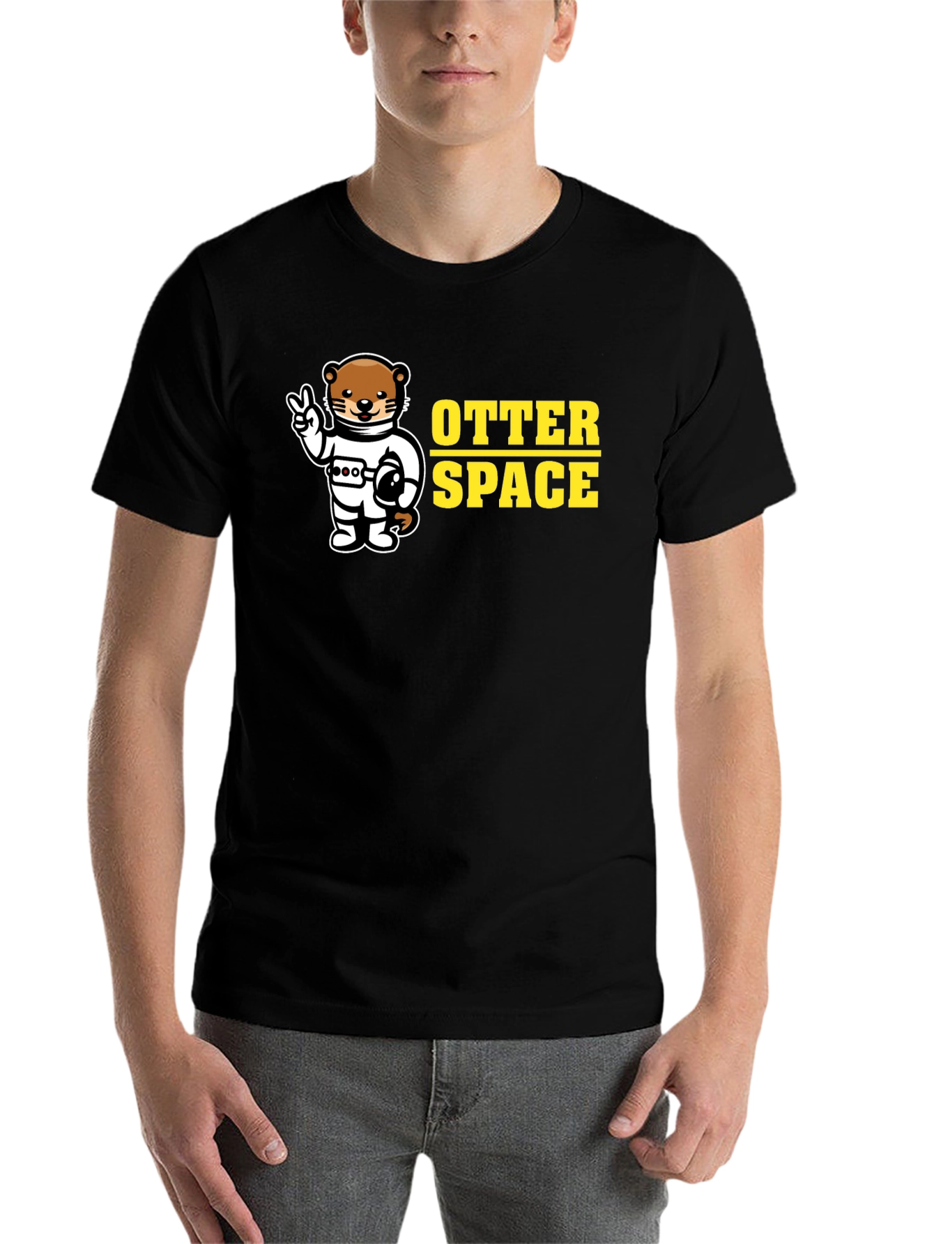 Black Otter Space Graphic T-Shirt - Black view 7