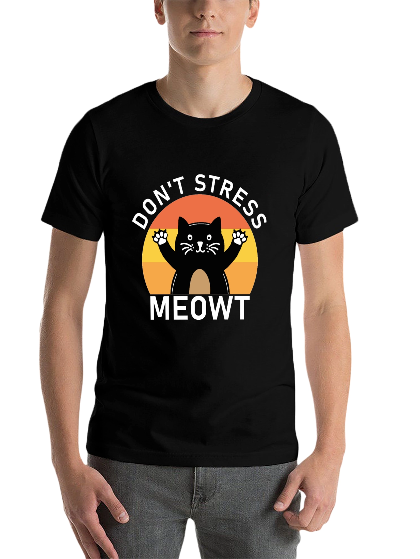 Black Don't Stress Meowt Cat T-Shirt view 7